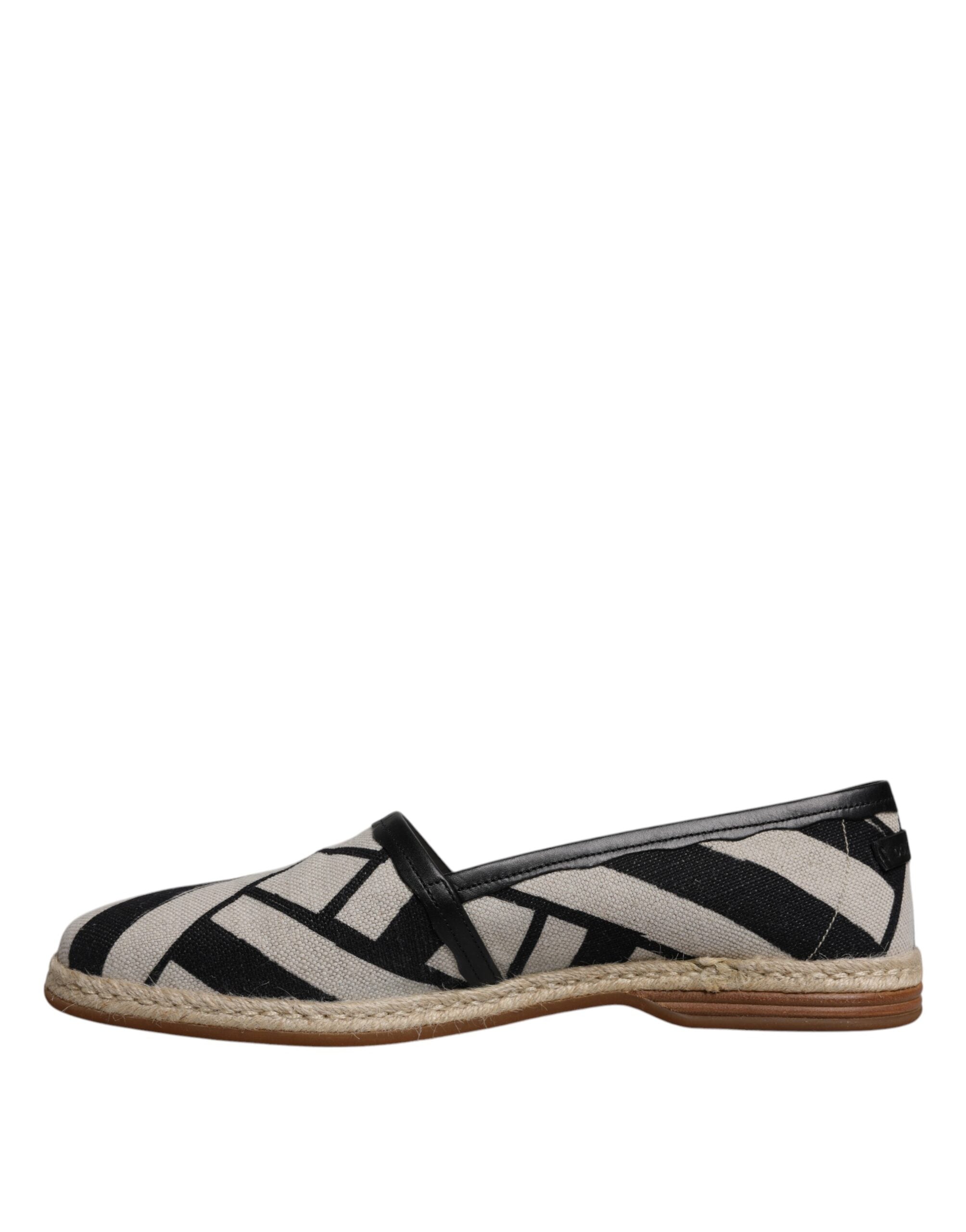 Dolce & Gabbana Black White Stripes Slip On Espadrille Shoes