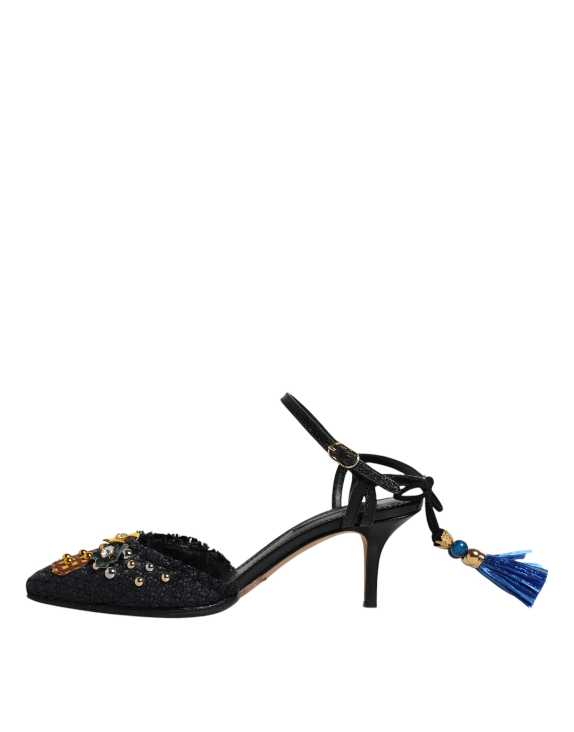 Dolce & Gabbana Black Pineapple Bellucci Heels Sandals Shoes