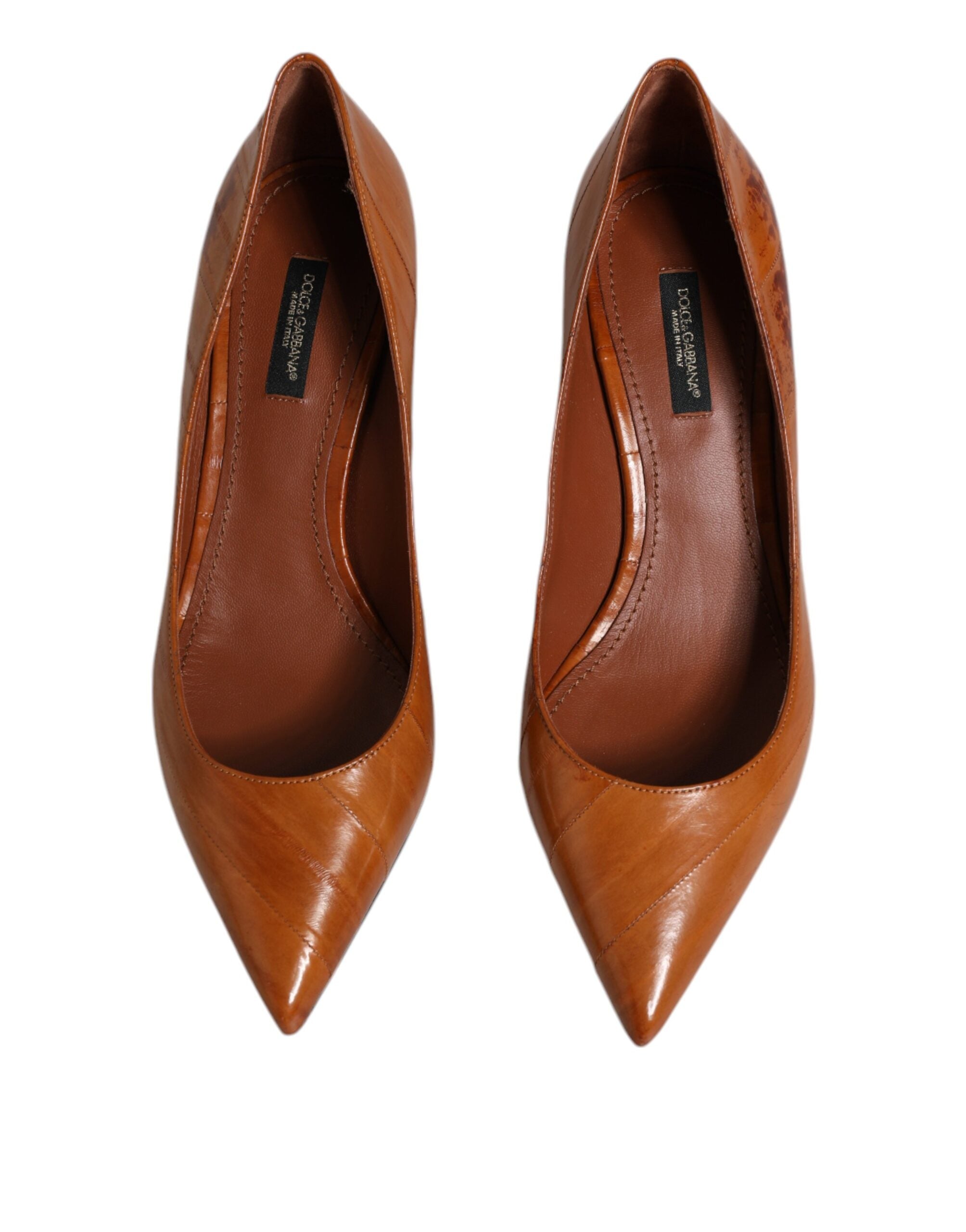 Dolce & Gabbana Brown Leather Kitten Heels Pumps Shoes