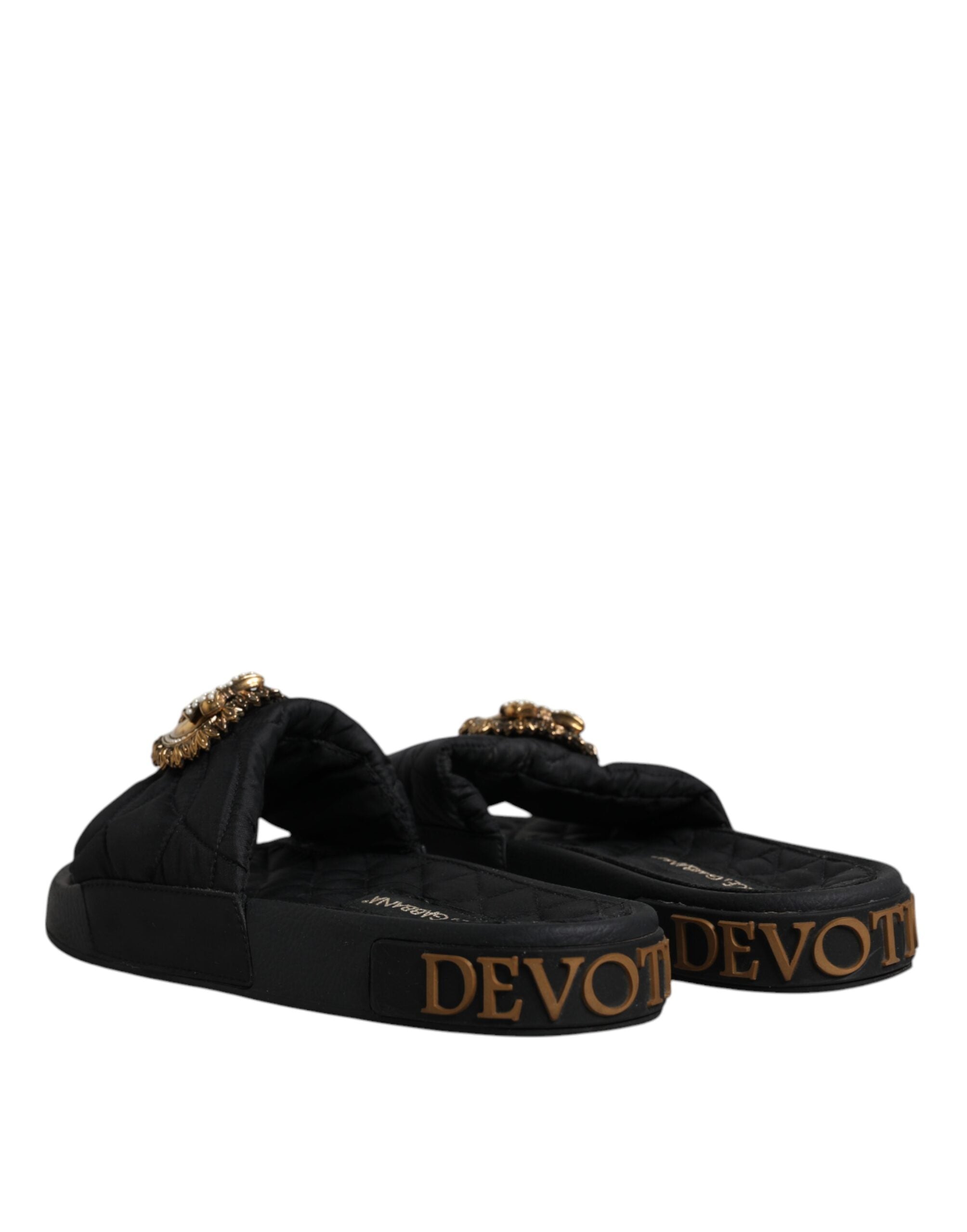 Dolce & Gabbana Black Devotion Beachwear Sandals Shoes