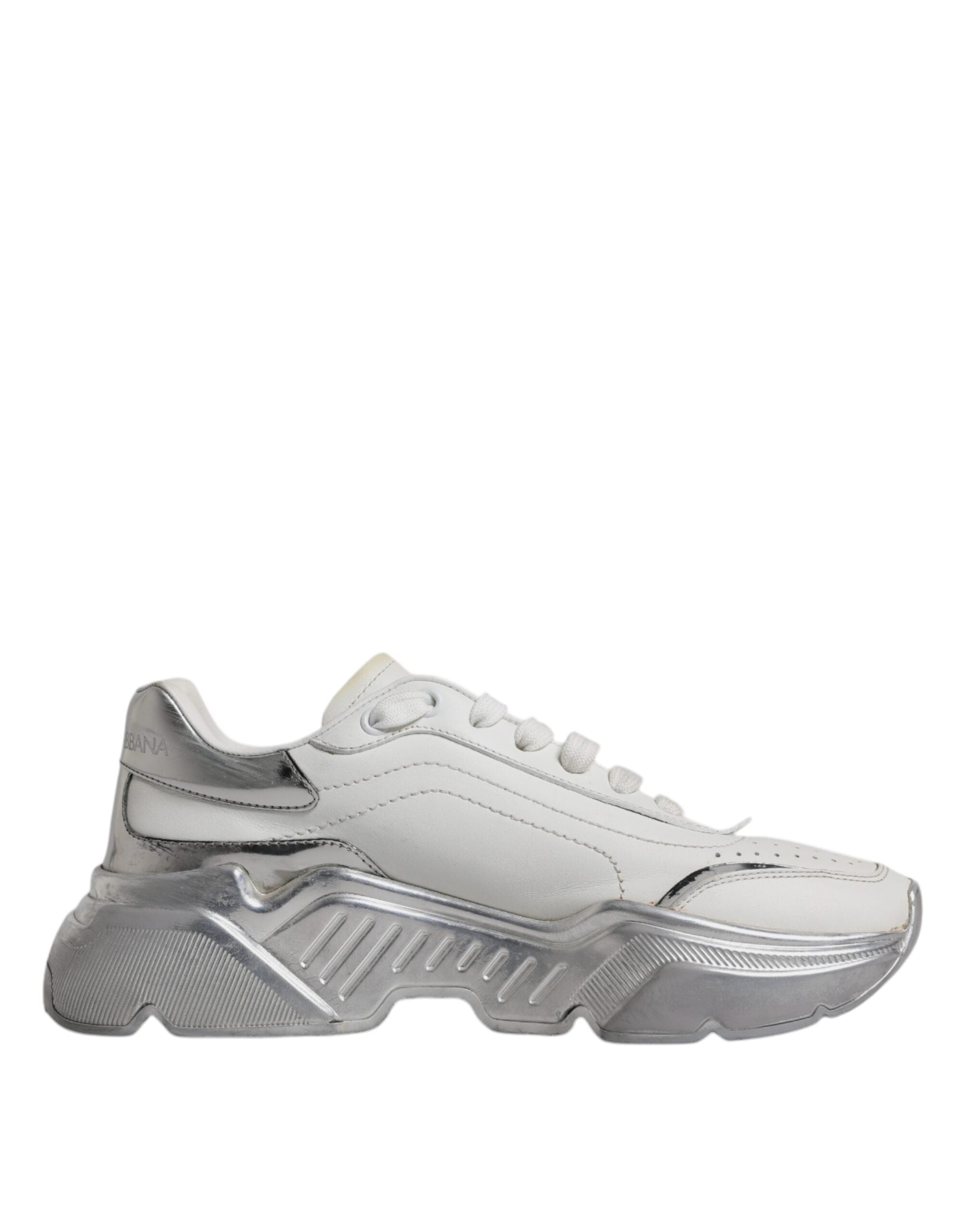 Dolce & Gabbana White Silver Daymaster Low Top Sneakers Shoes