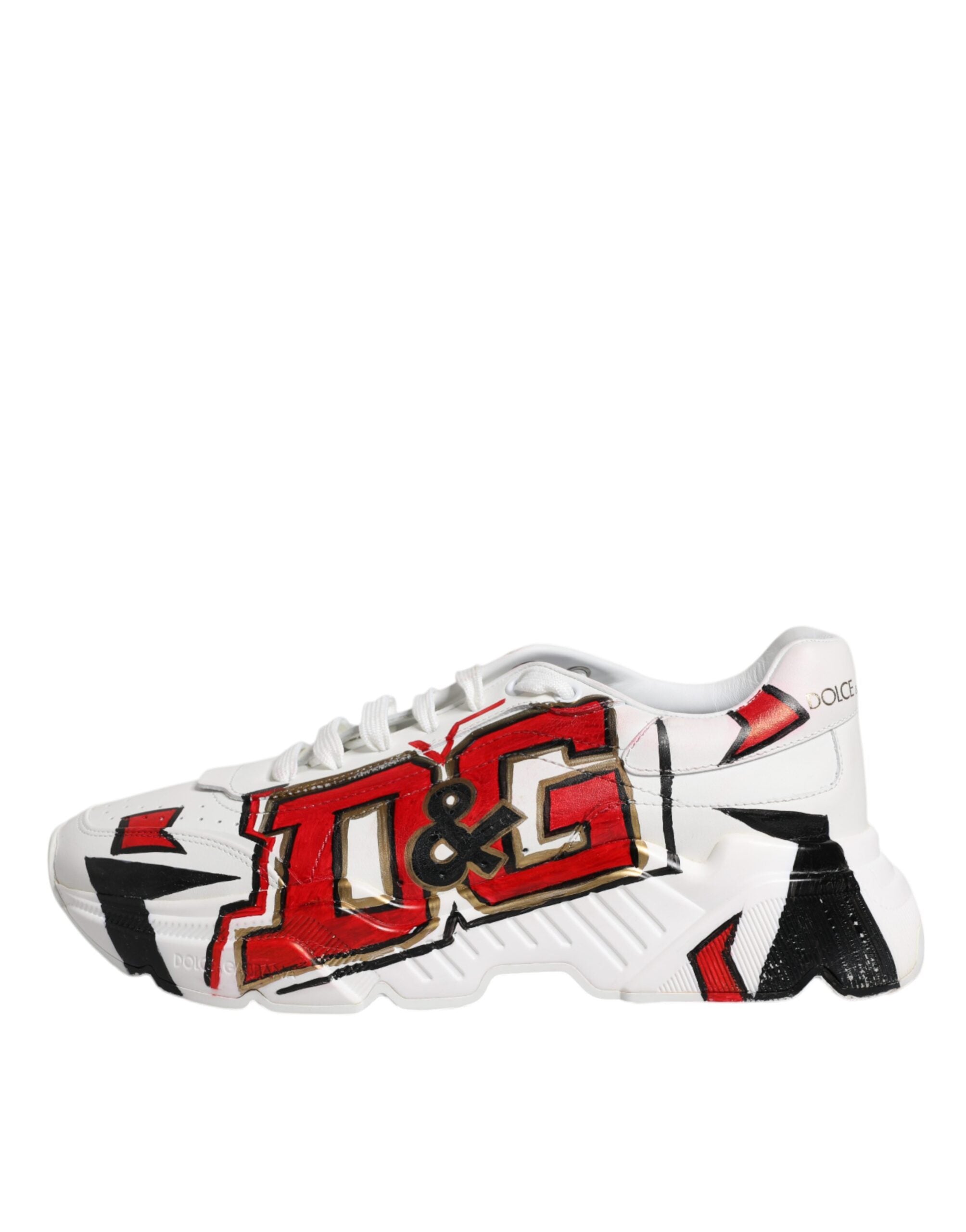 Dolce & Gabbana White Daymaster Hand Painted Sneakers Shoes