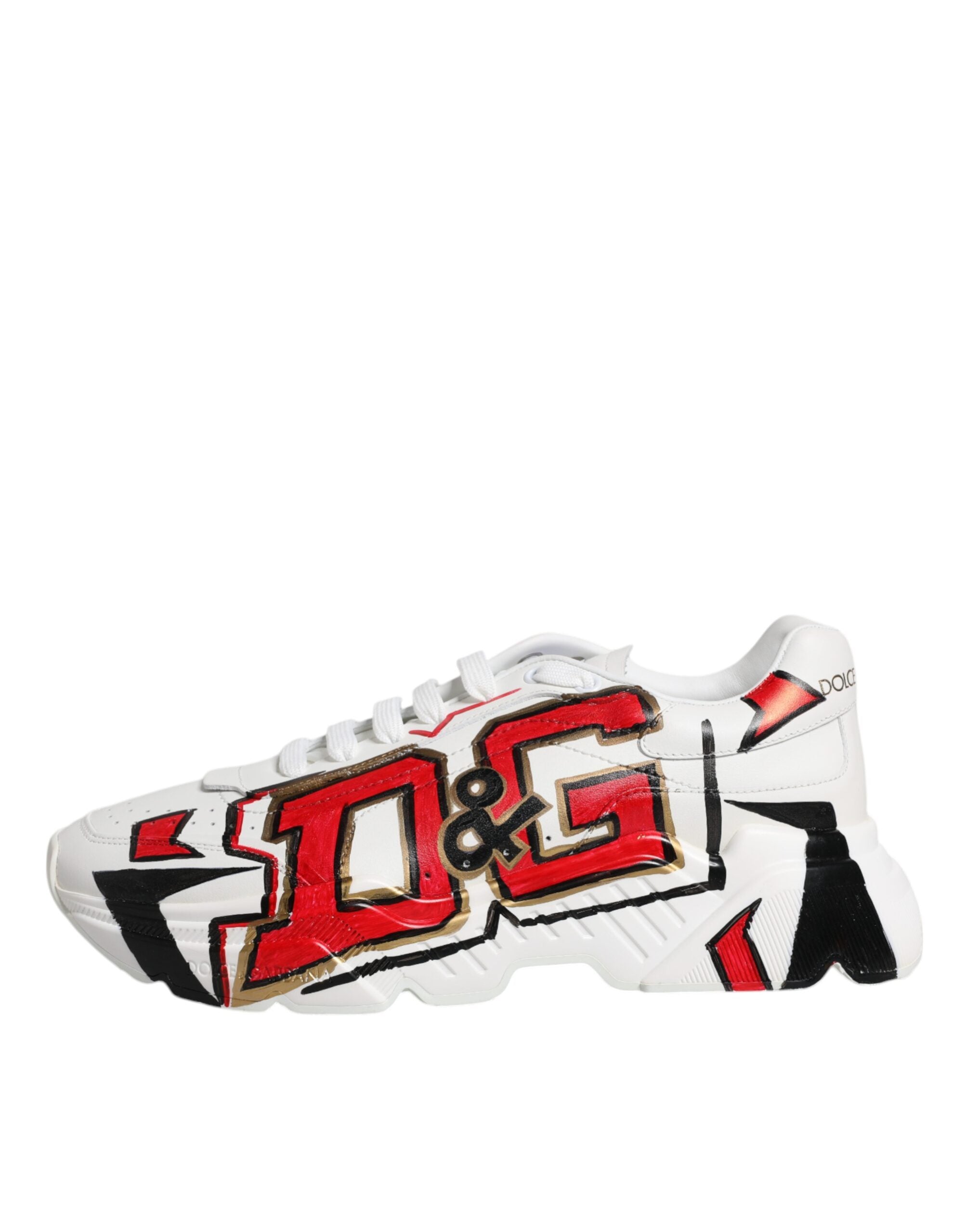 Dolce & Gabbana White Daymaster Hand Painted Sneakers Shoes