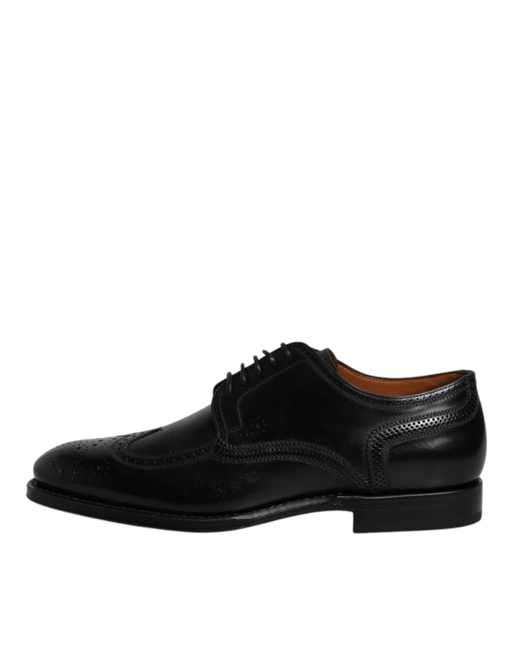 Dolce & Gabbana Black Leather Derby Wingtip Formal Shoes