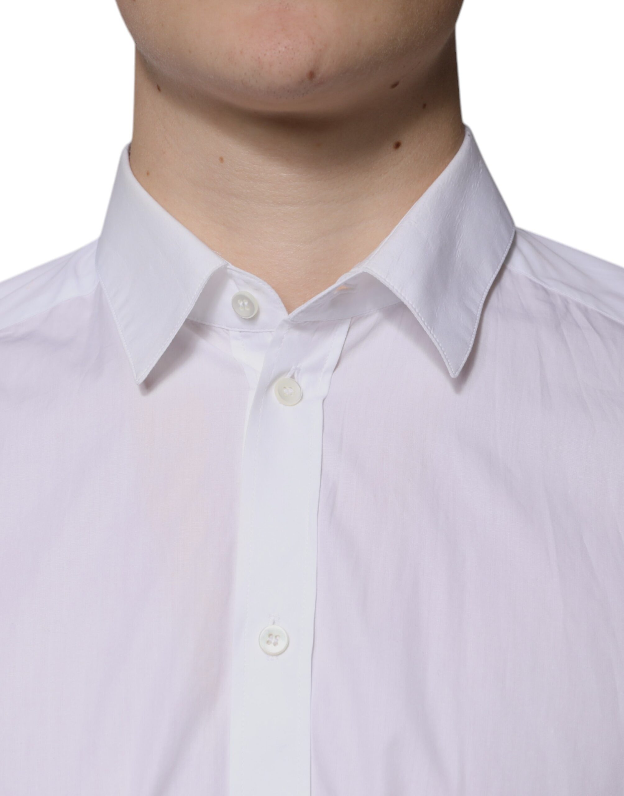 Dolce & Gabbana White Cotton Long Sleeve Formal Dress Shirt