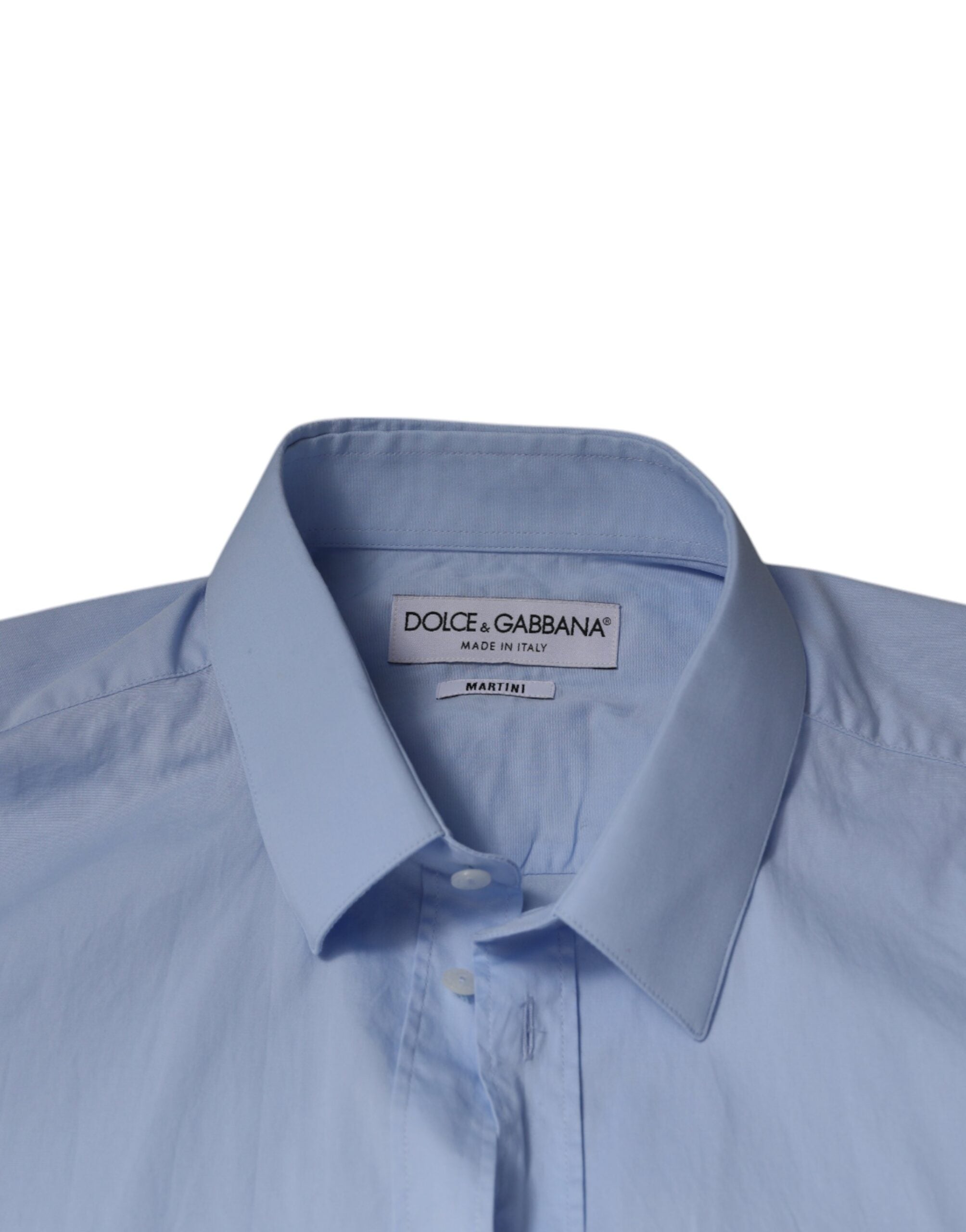 Dolce & Gabbana Light Blue Cotton Slim Fit MARTINI Dress Shirt