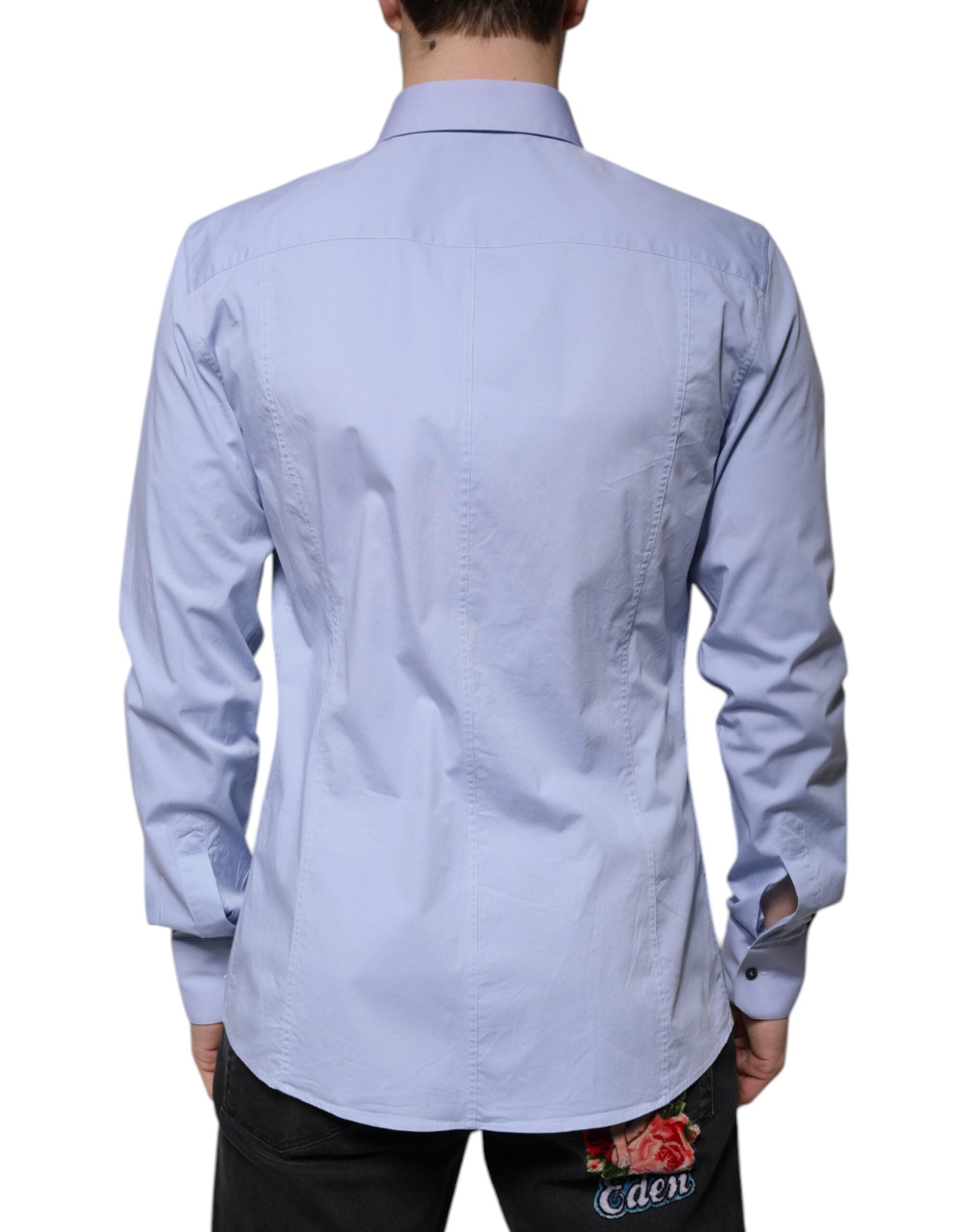 Dolce & Gabbana Light Blue Cotton Slim SICILIA Dress Shirt