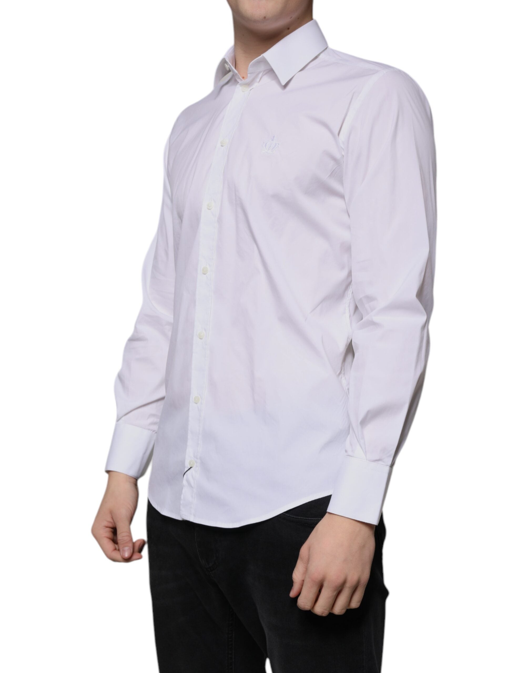 Dolce & Gabbana White Cotton Slim Fit Men MARTINI Dress Shirt