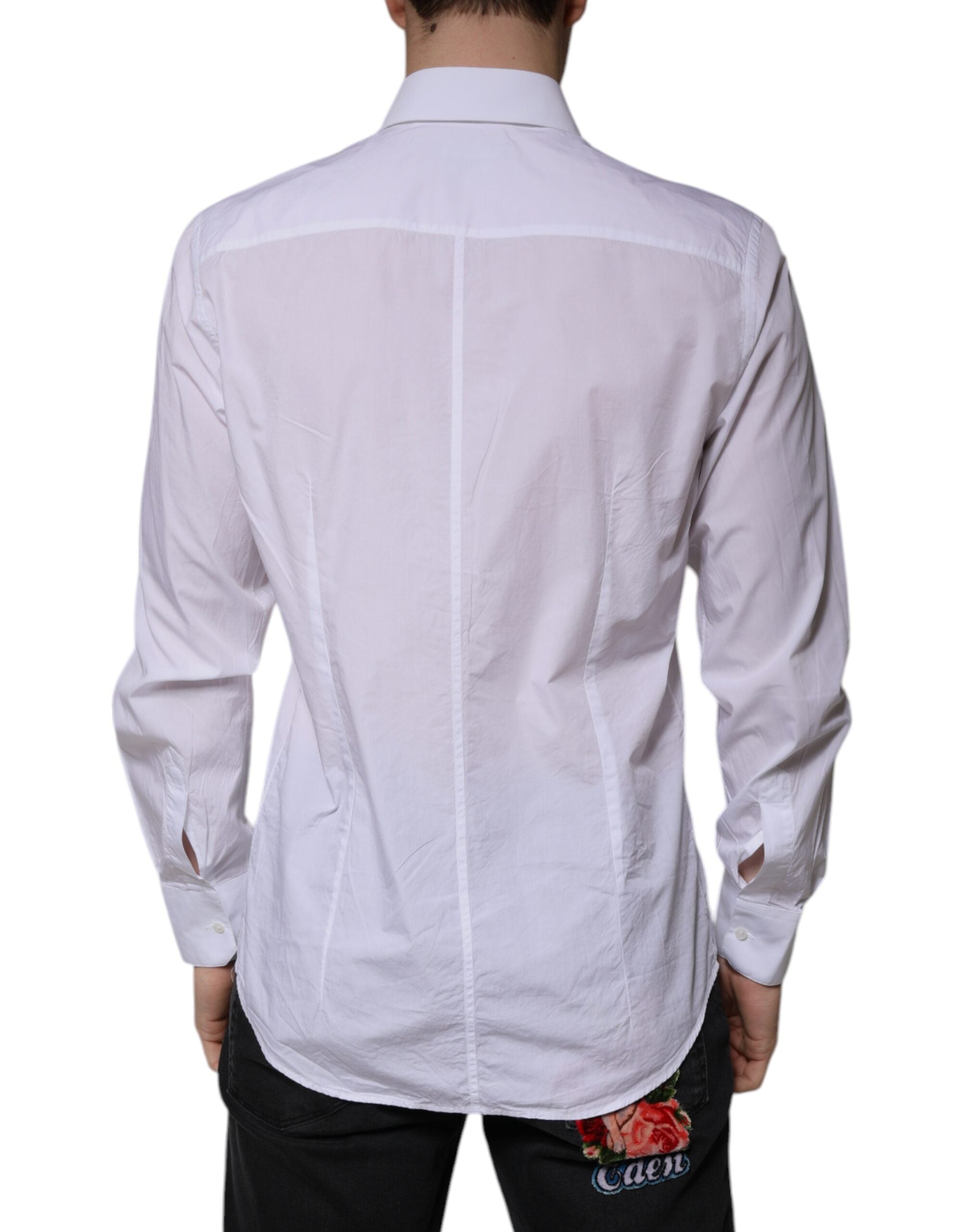 Dolce & Gabbana White Cotton Slim Fit MARTINI Men Dress Shirt