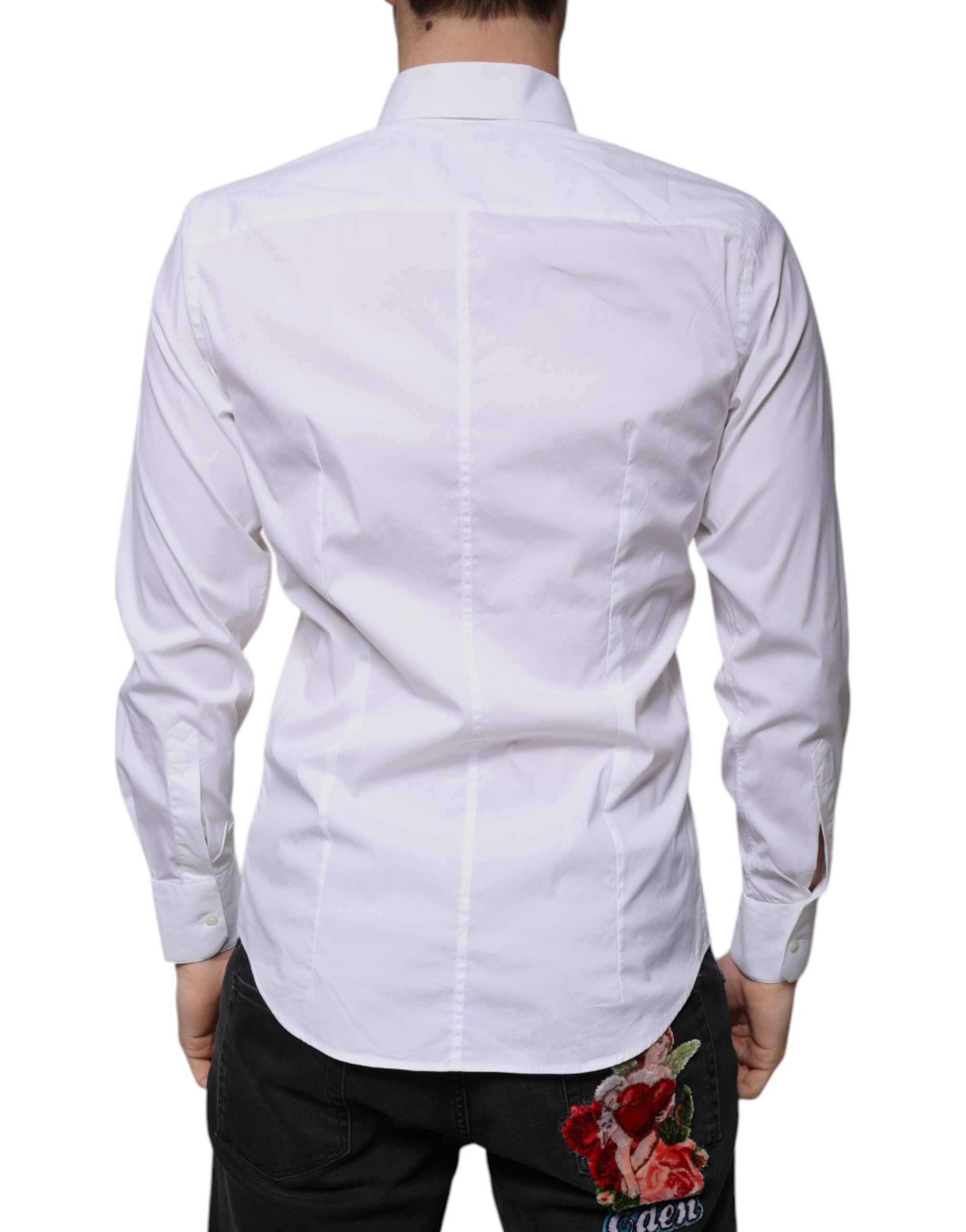 Dolce & Gabbana White Cotton Blend Formal MARTINI Shirt