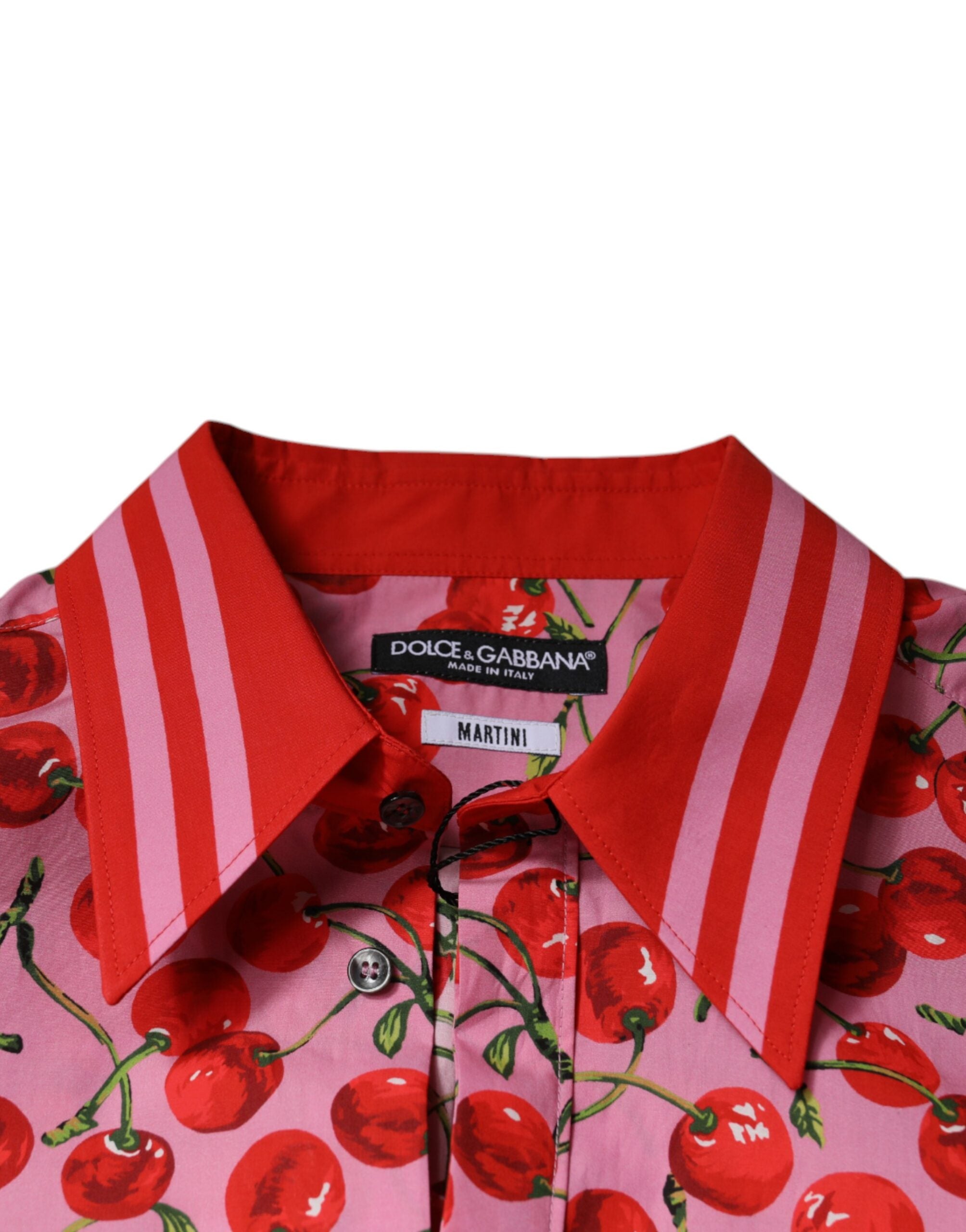 Dolce & Gabbana Pink Cherry Cotton Formal MARTINI Dress Shirt