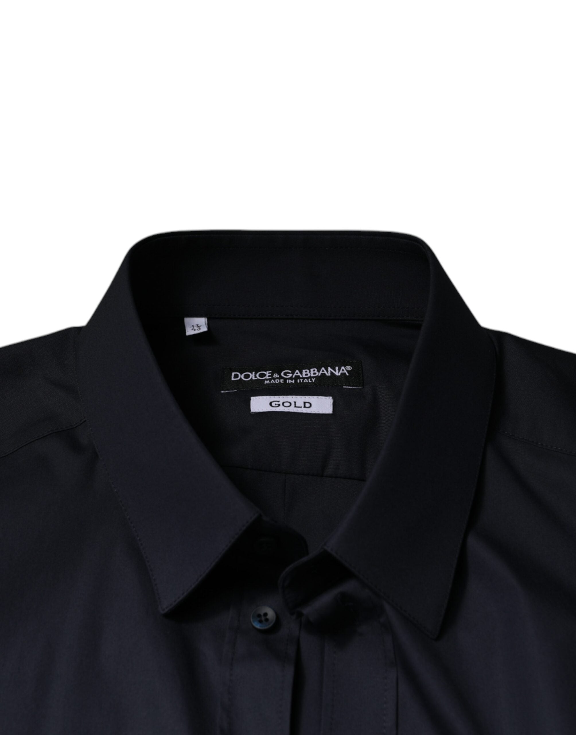 Dolce & Gabbana Black Cotton Blend Formal GOLD Dress Shirt