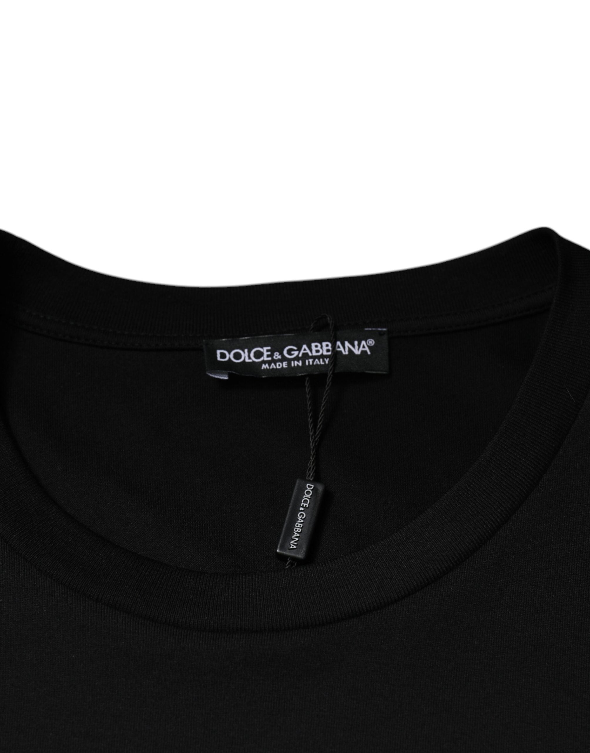 Dolce & Gabbana Black Cotton Crew Neck Short Sleeves T-shirt