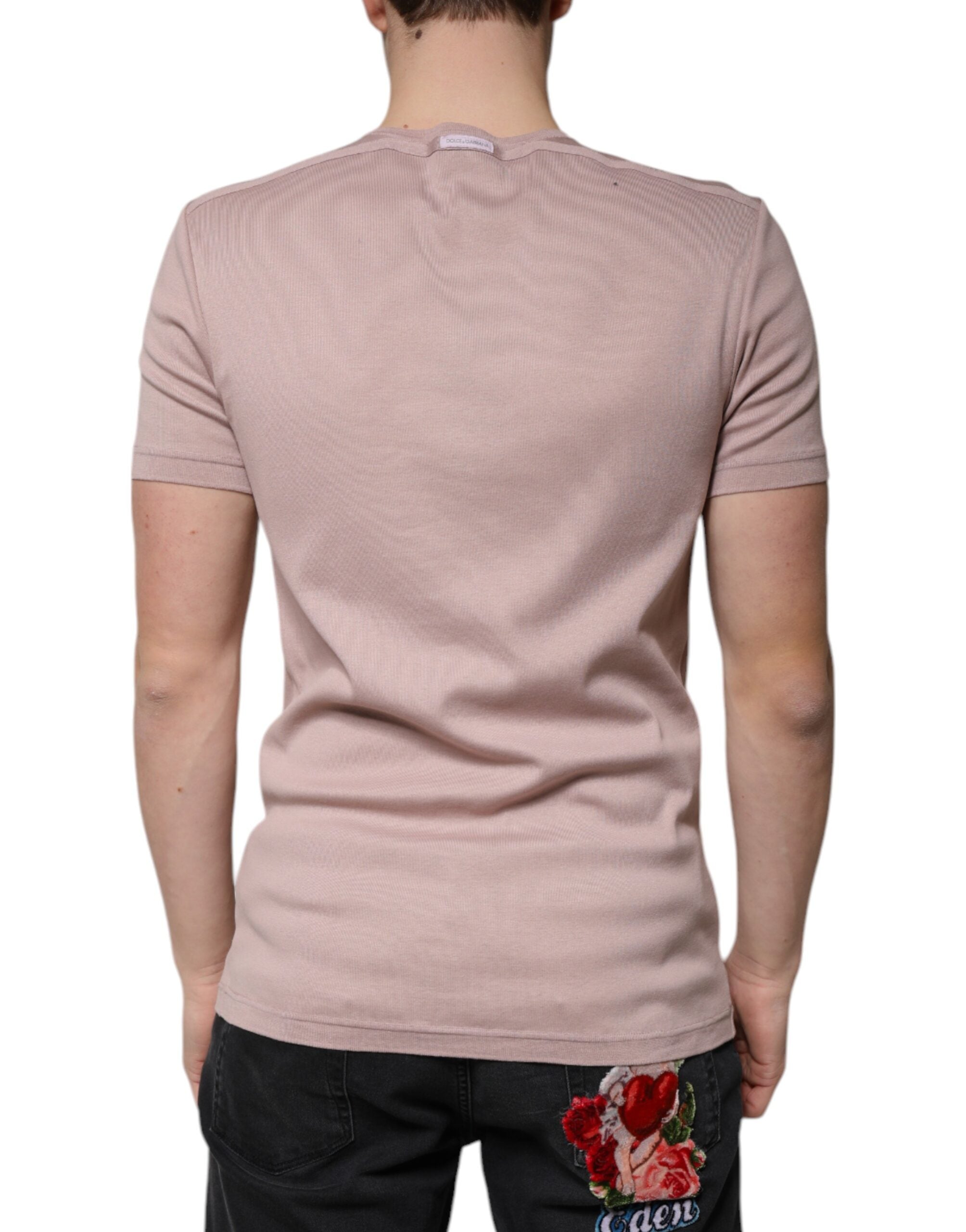 Dolce & Gabbana Brown Cotton Short Sleeves Round Neck T-shirt