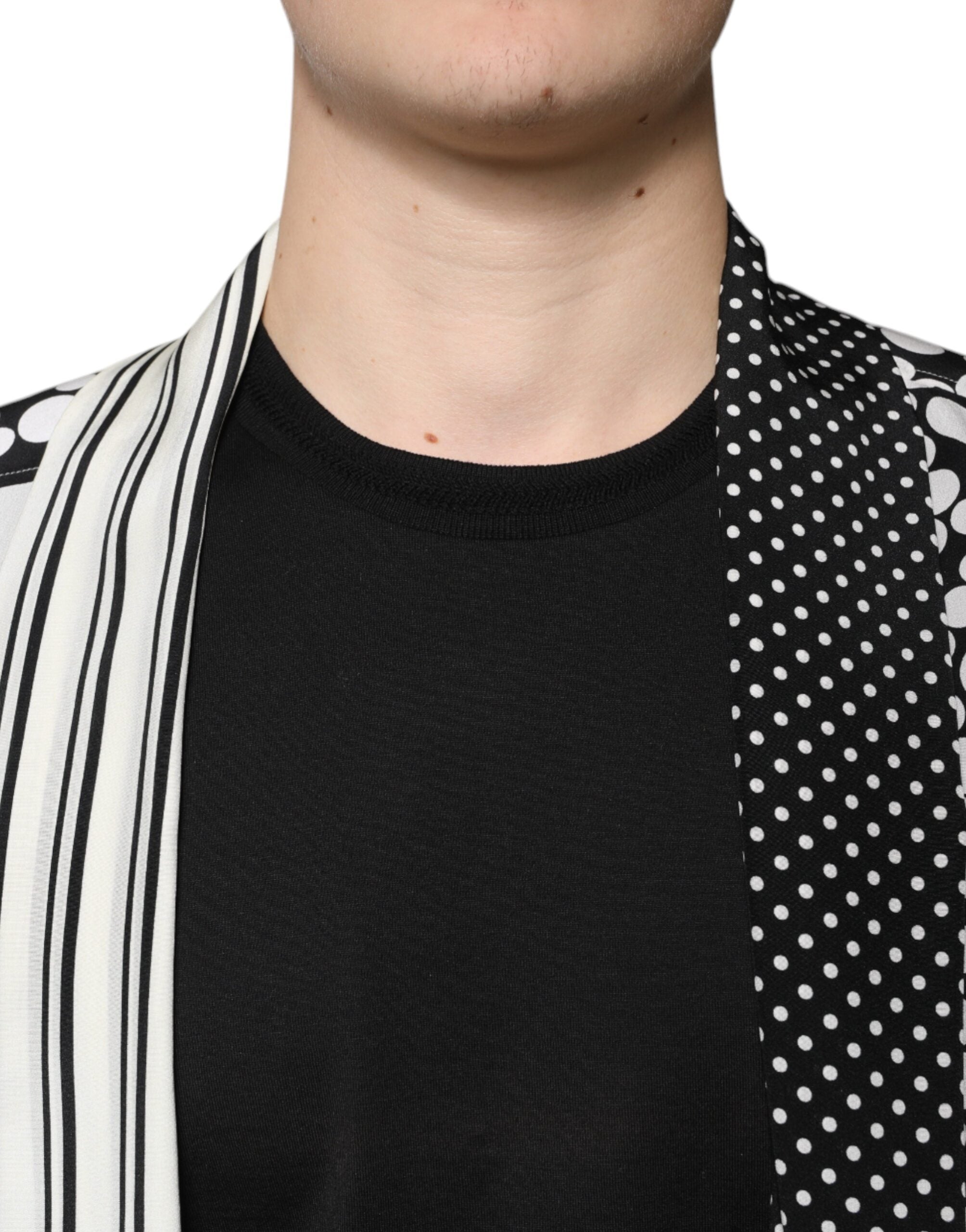 Dolce & Gabbana Black White Polka Dots Silk Men Casual Shirt