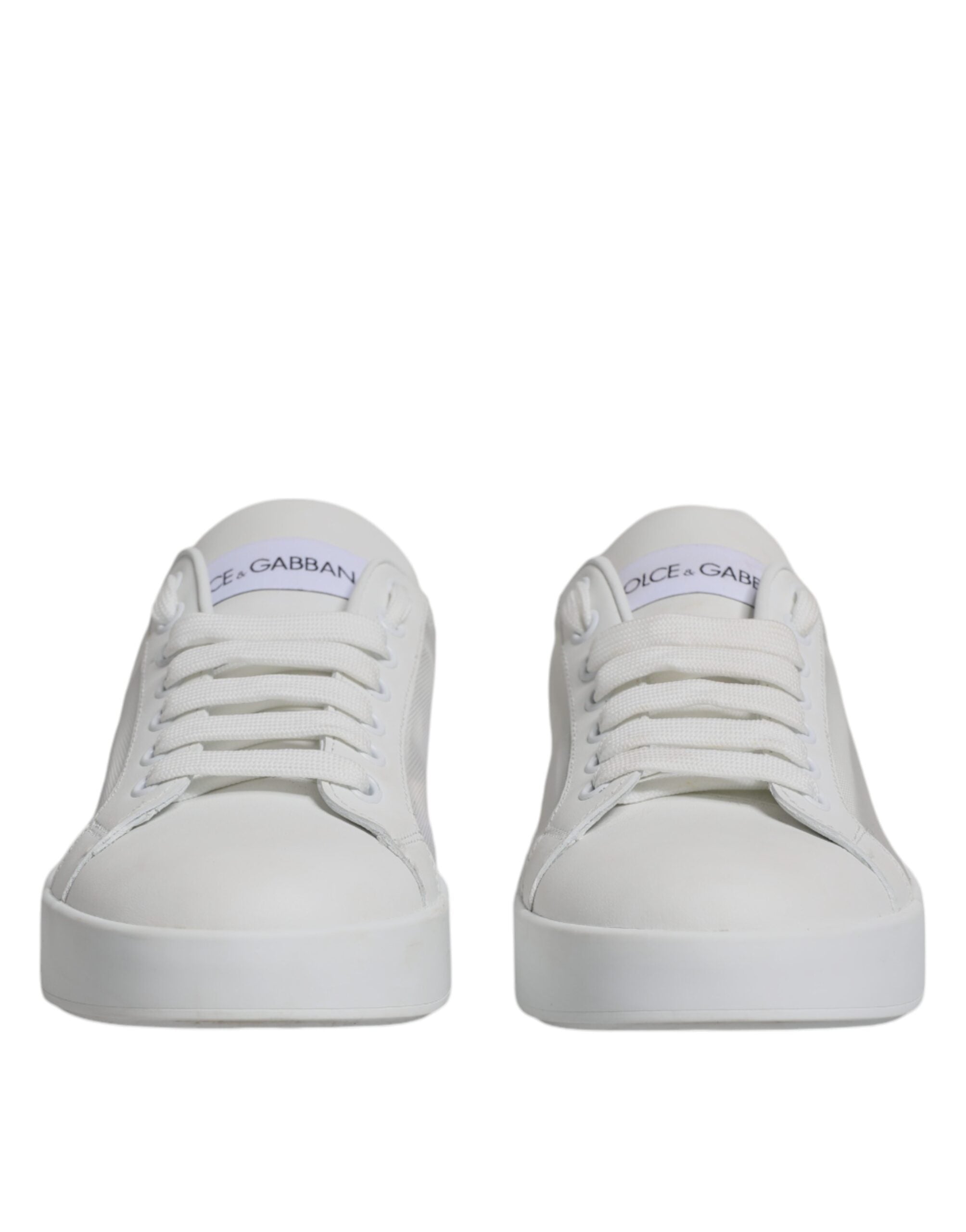 Dolce & Gabbana White Calf Leather Portofino Sneakers Shoes