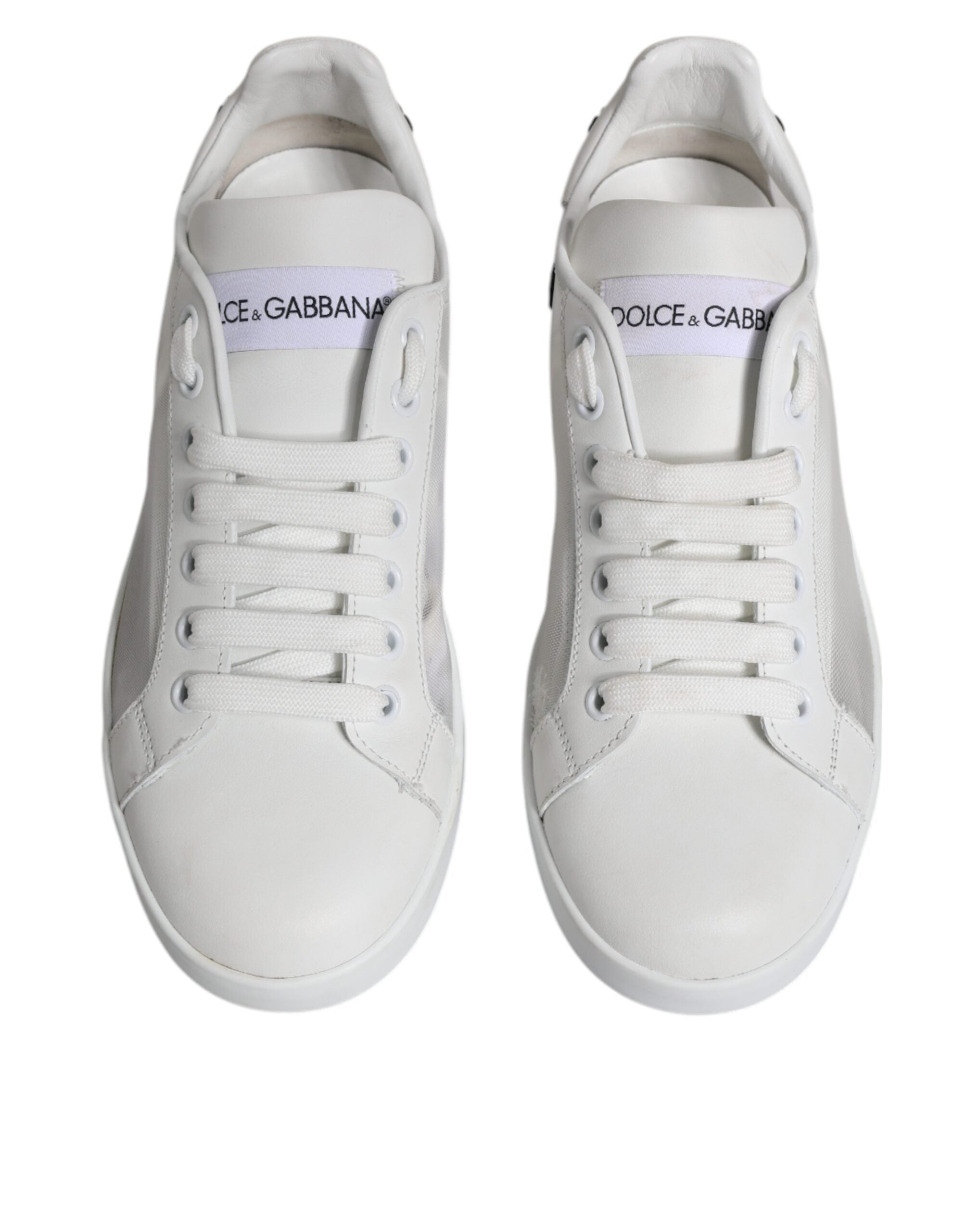 Dolce & Gabbana White Calf Leather Portofino Sneakers Shoes