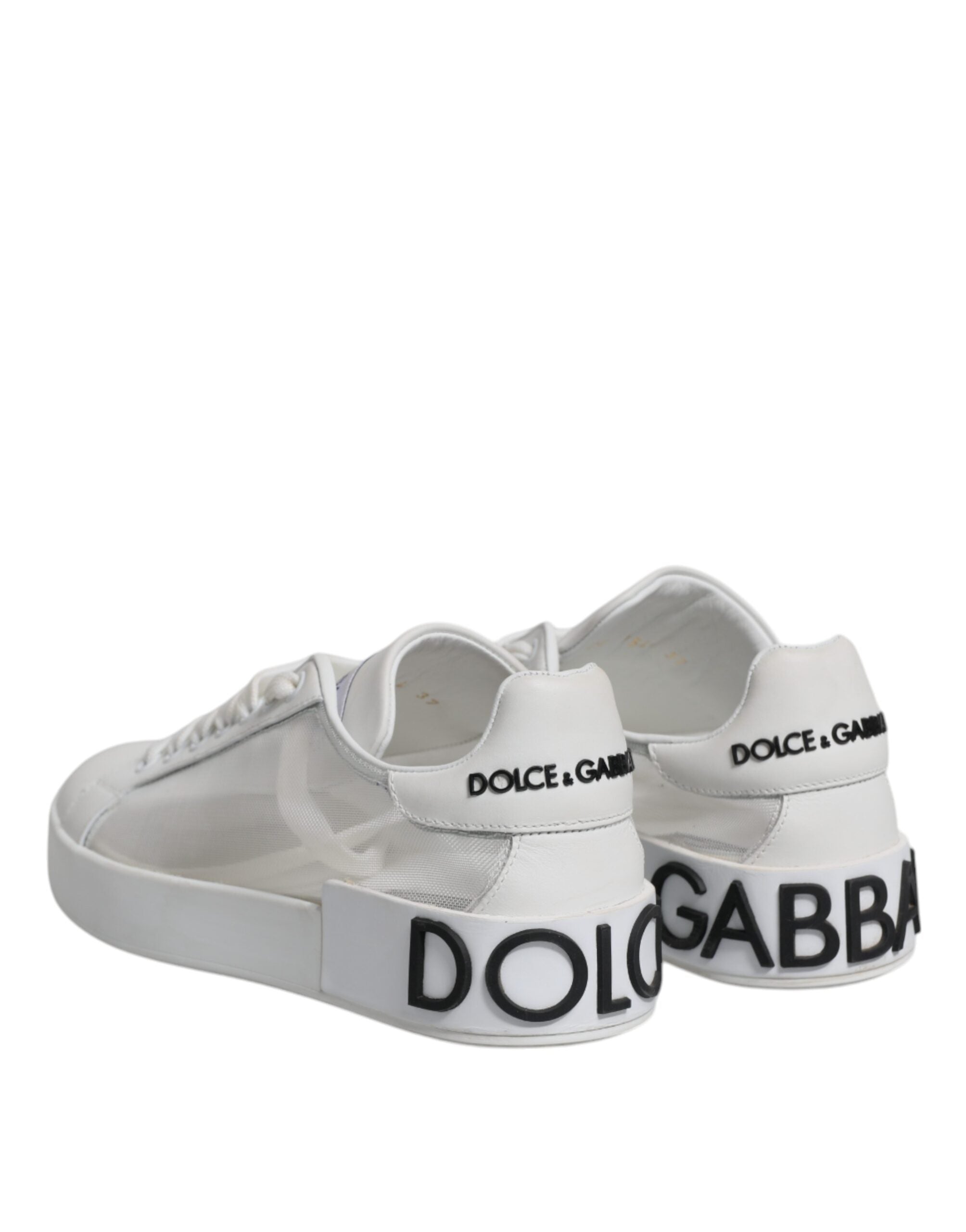 Dolce & Gabbana White Calf Leather Portofino Sneakers Shoes