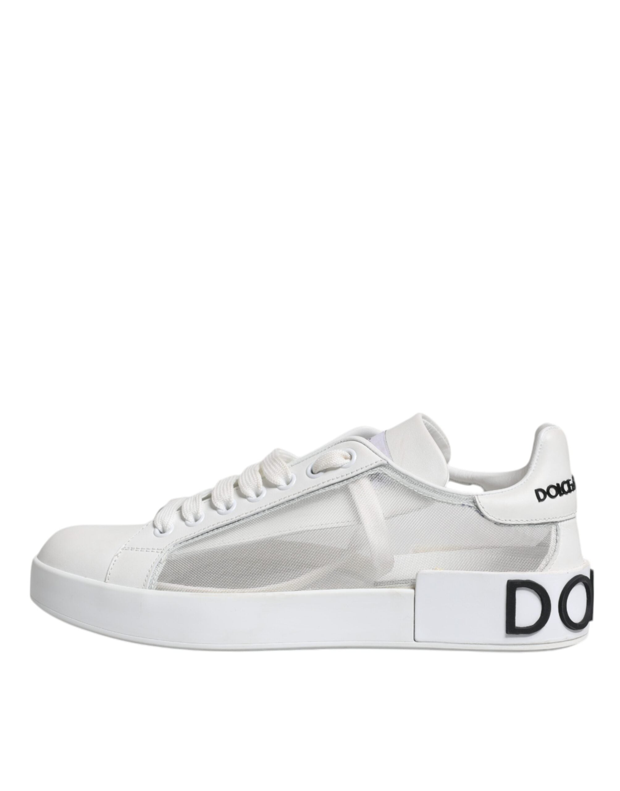 Dolce & Gabbana White Calf Leather Portofino Sneakers Shoes