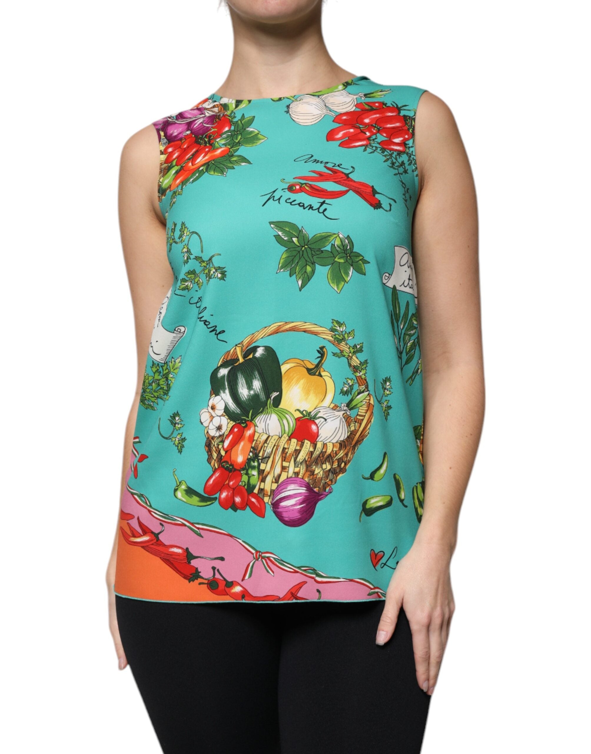 Dolce & Gabbana Multicolor Vegetables Sleeveless Tank Top