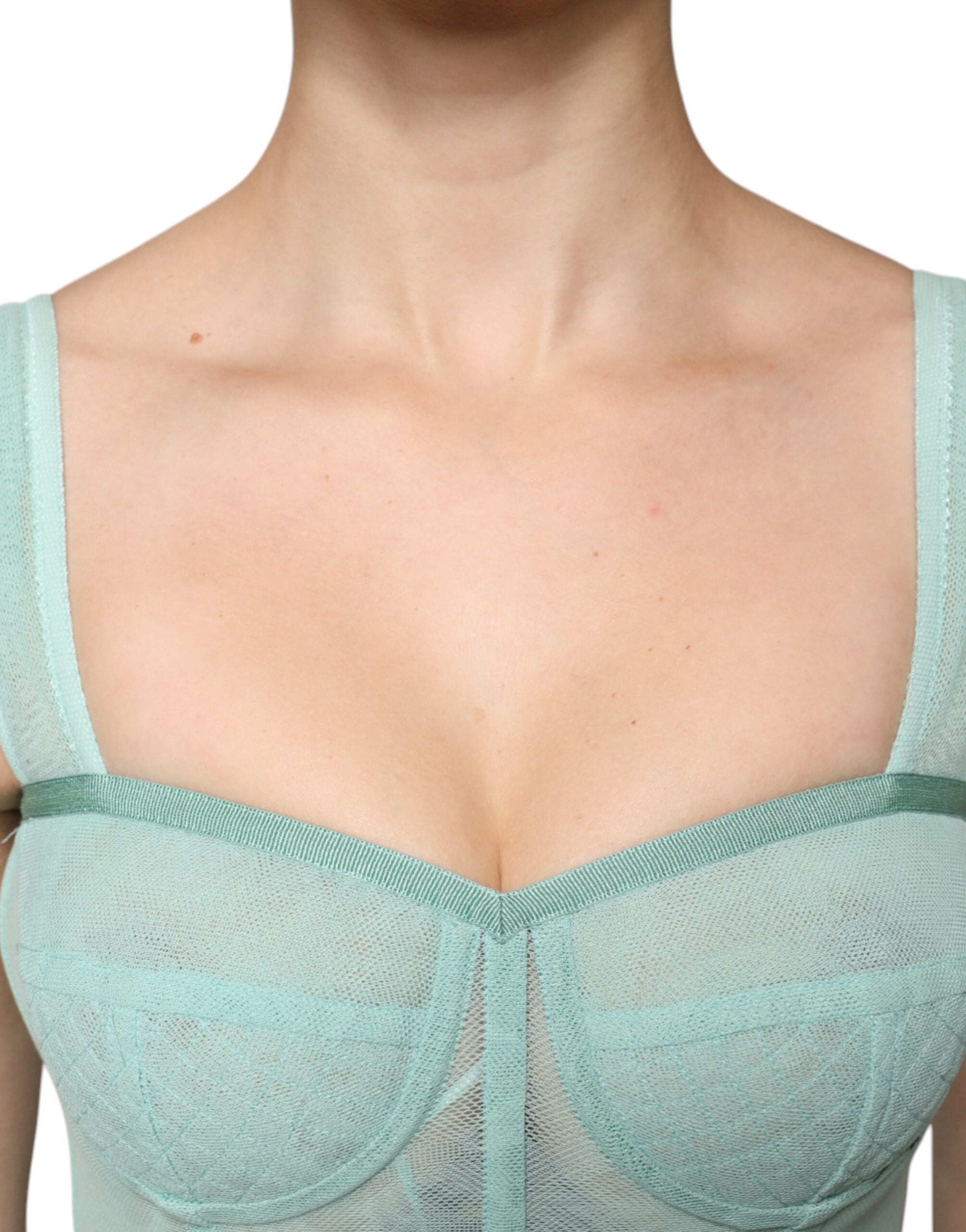 Dolce & Gabbana Green Cotton Bustier Corset Sleeveless Top