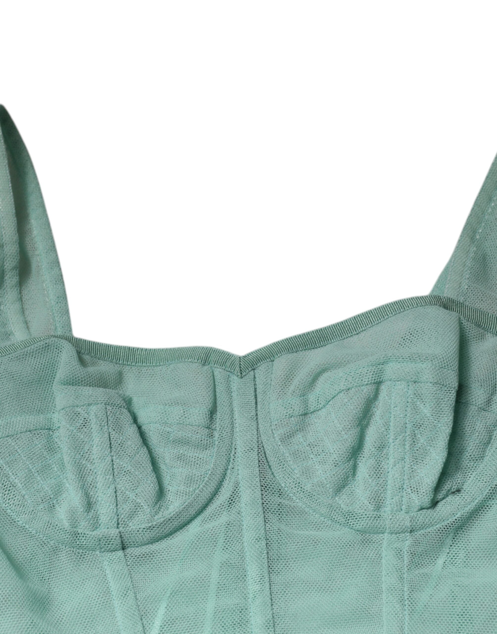 Dolce & Gabbana Green Cotton Bustier Corset Sleeveless Top