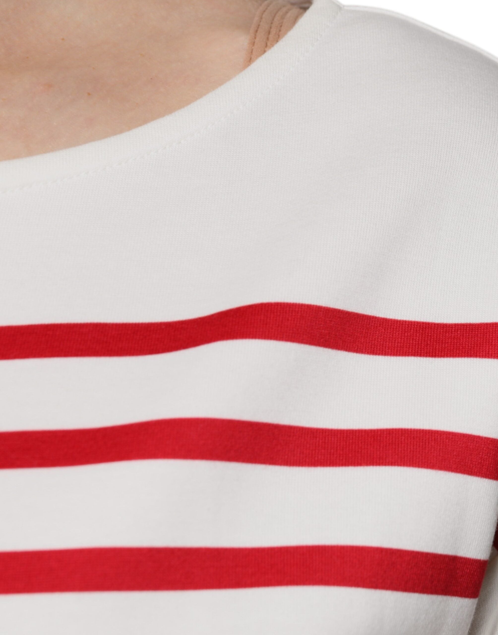 Dolce & Gabbana White Red Stripes Cotton Long Sleeves Top