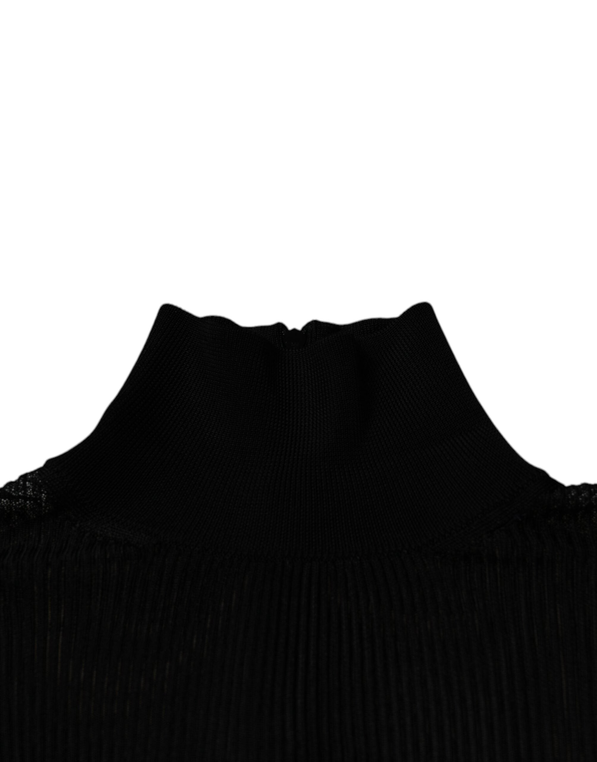 Dolce & Gabbana Black Mesh Turtleneck Long Sleeve Blouse Top