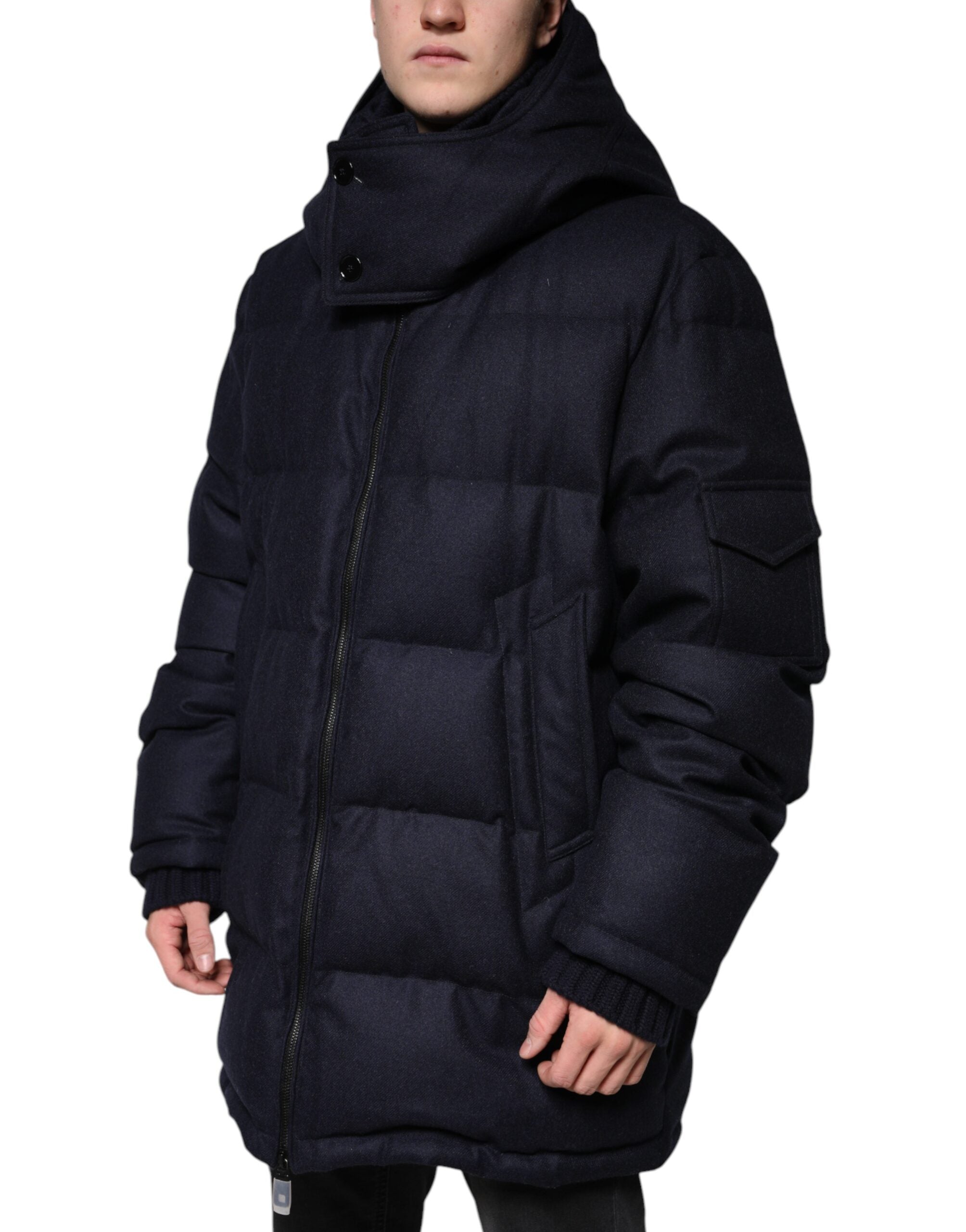 Dolce & Gabbana Black Nylon Hooded Puffer Men Coat Jacket