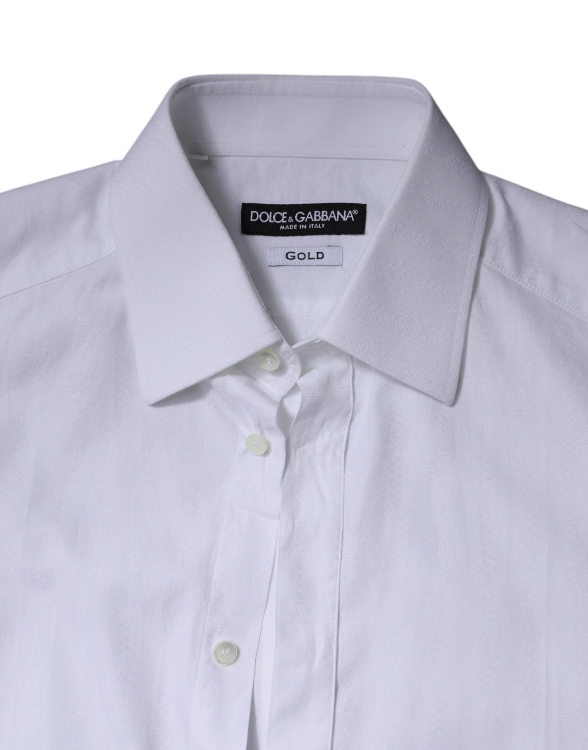 Dolce & Gabbana White Cotton Formal Men GOLD Dress Shirt