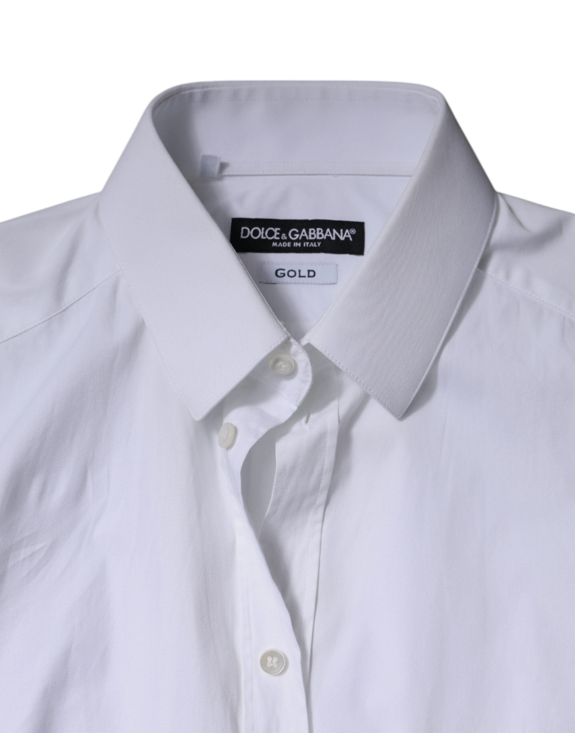 Dolce & Gabbana White Cotton Formal Men GOLD Dress Shirt