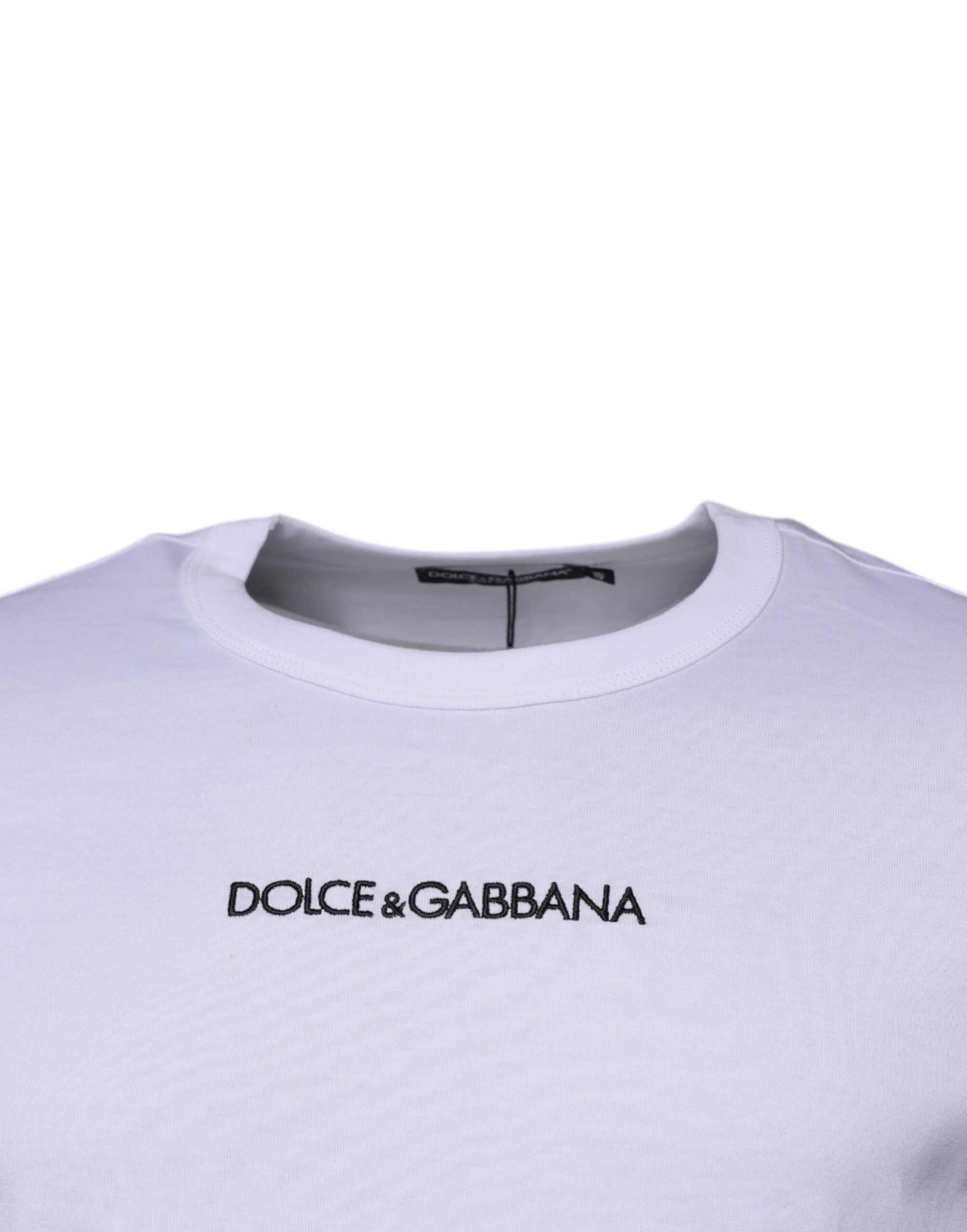 Dolce & Gabbana White Logo Crew Neck Cotton Pullover Sweater