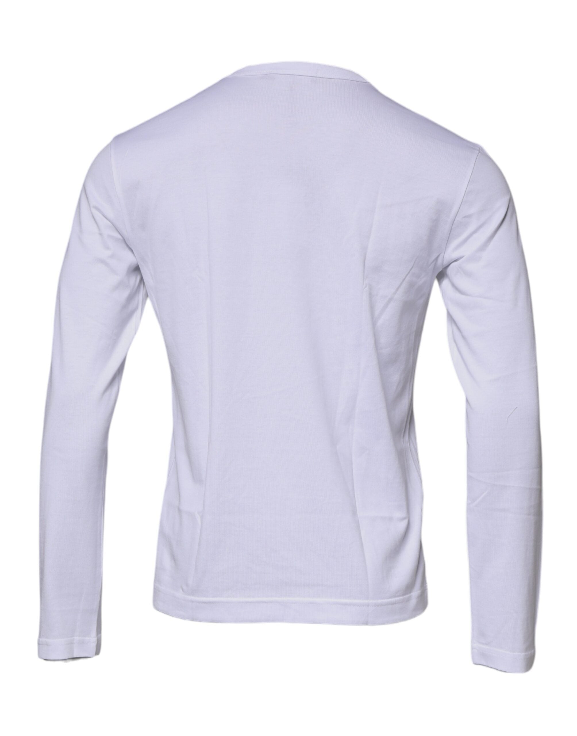 Dolce & Gabbana White Logo Crew Neck Cotton Pullover Sweater