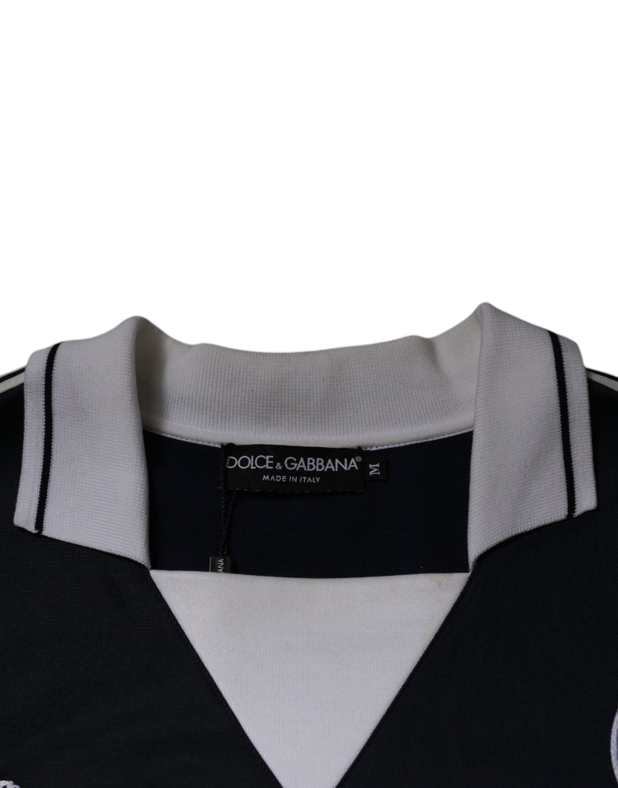 Dolce & Gabbana Blue Logo Jersey Collared Pullover Sweater