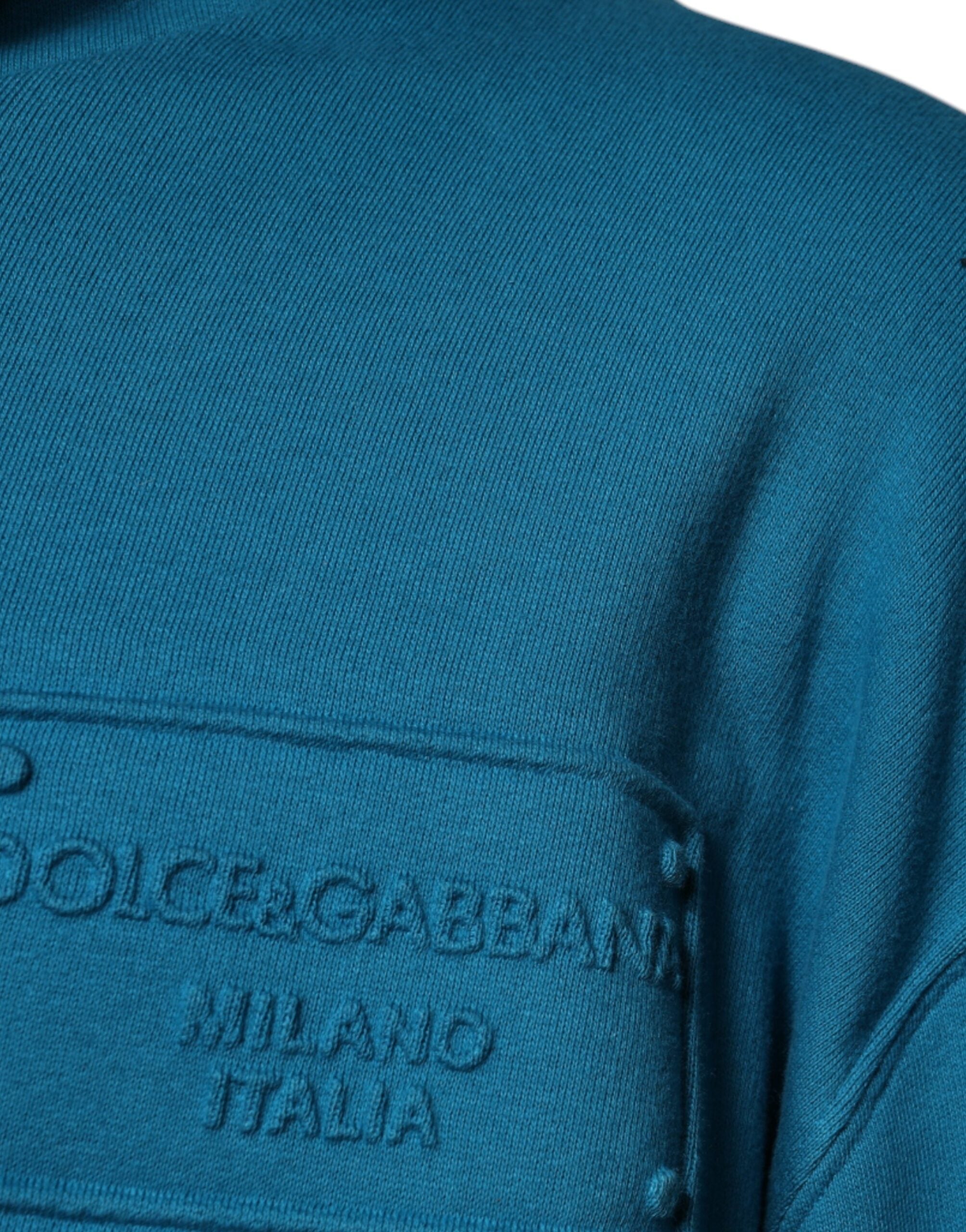 Dolce & Gabbana Blue Logo Cotton Hooded Sweatshirt Sweater