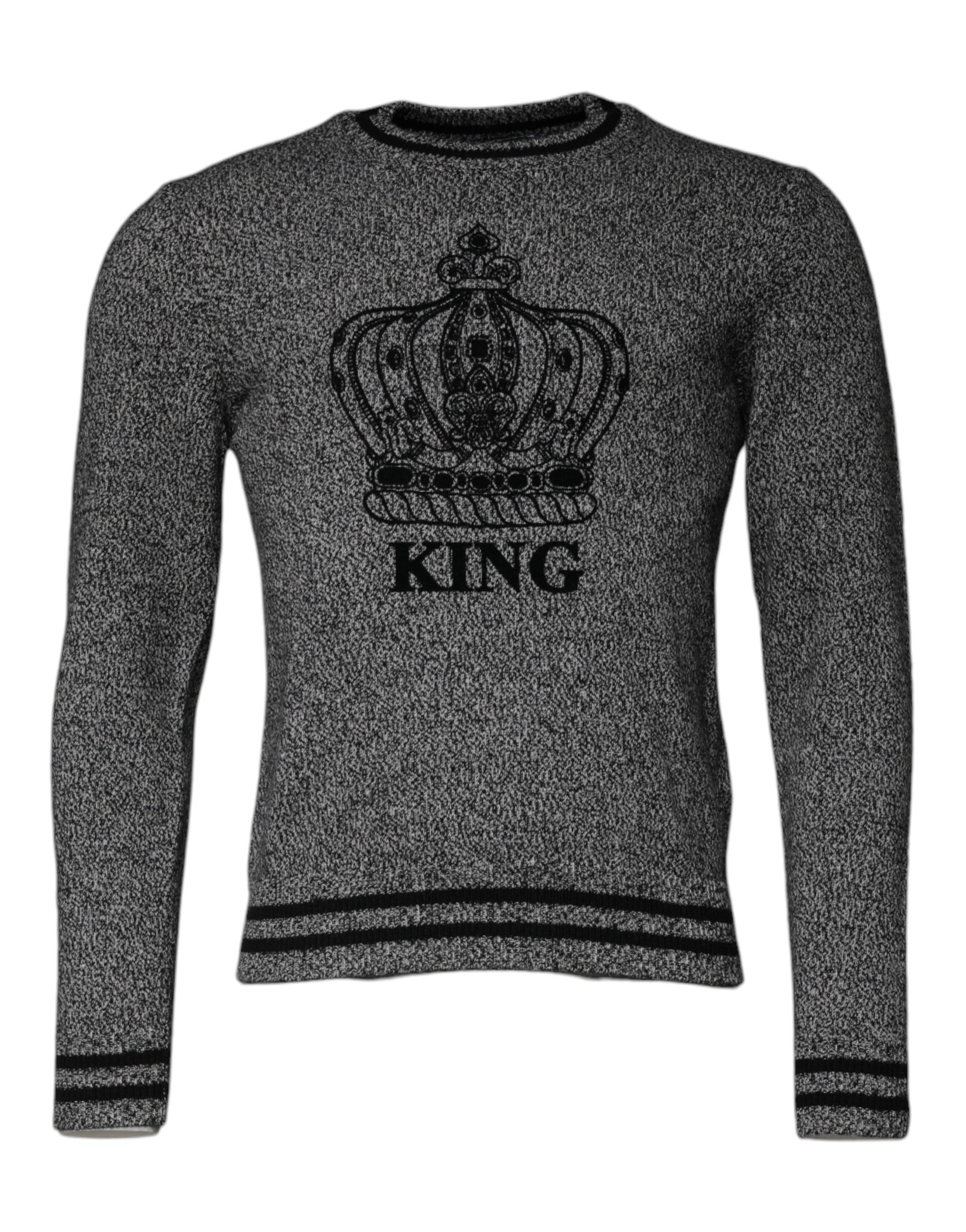 Dolce & Gabbana Gray Crown King Cashmere Pullover Sweater