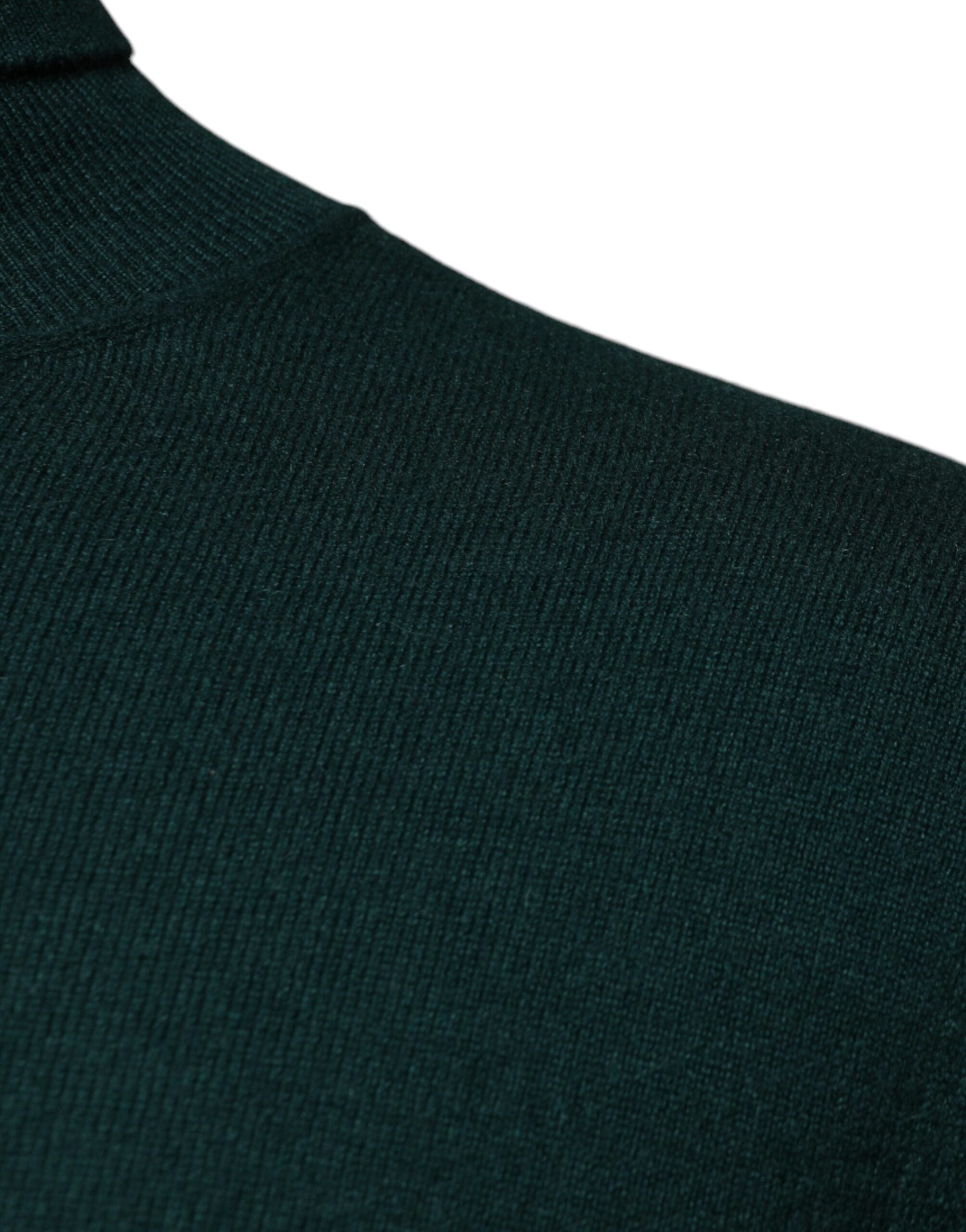 Dolce & Gabbana Green Cashmere Turtleneck Men Pullover Sweater