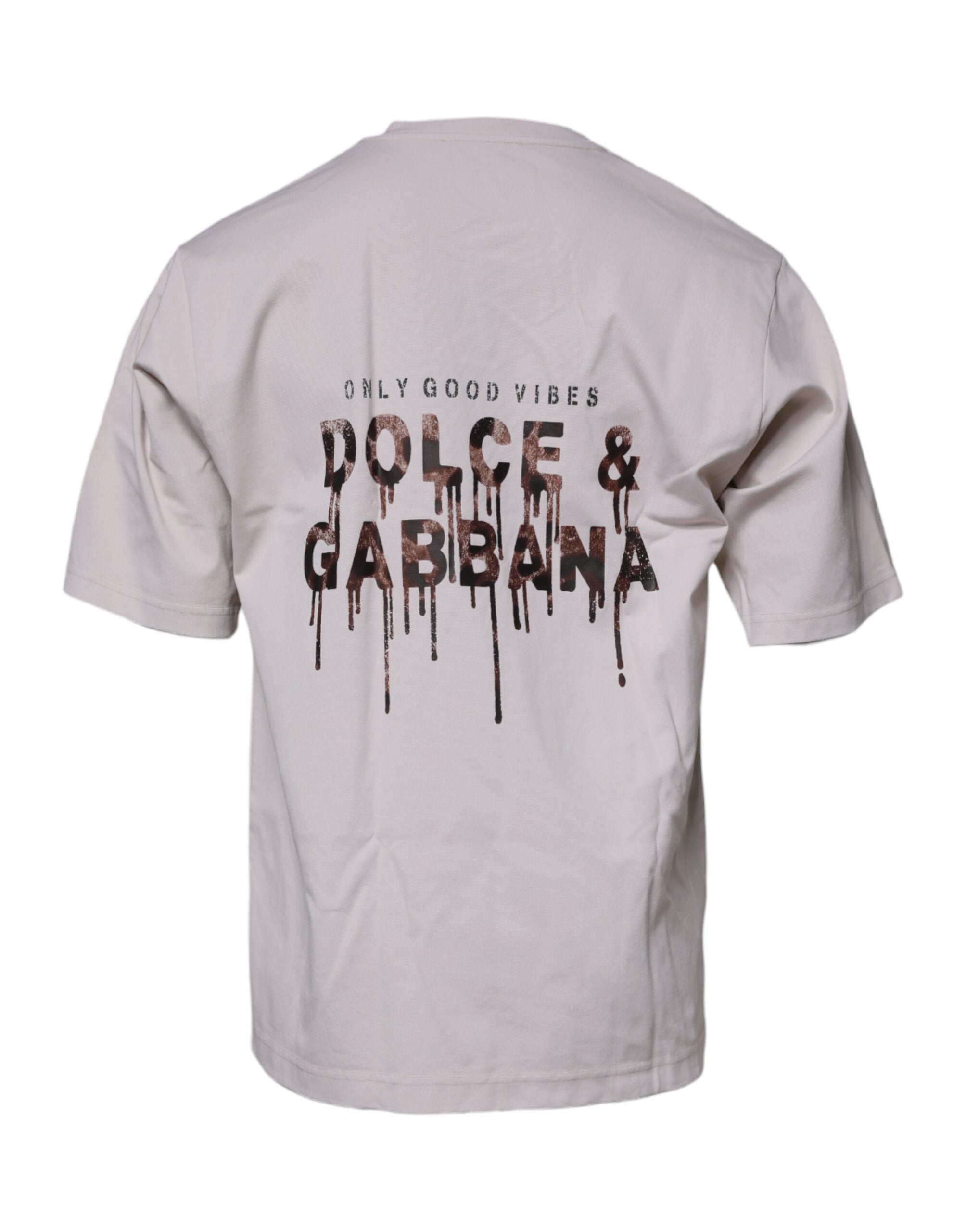 Dolce & Gabbana Beige DG Logo Crew Neck Short Sleeves T-shirt