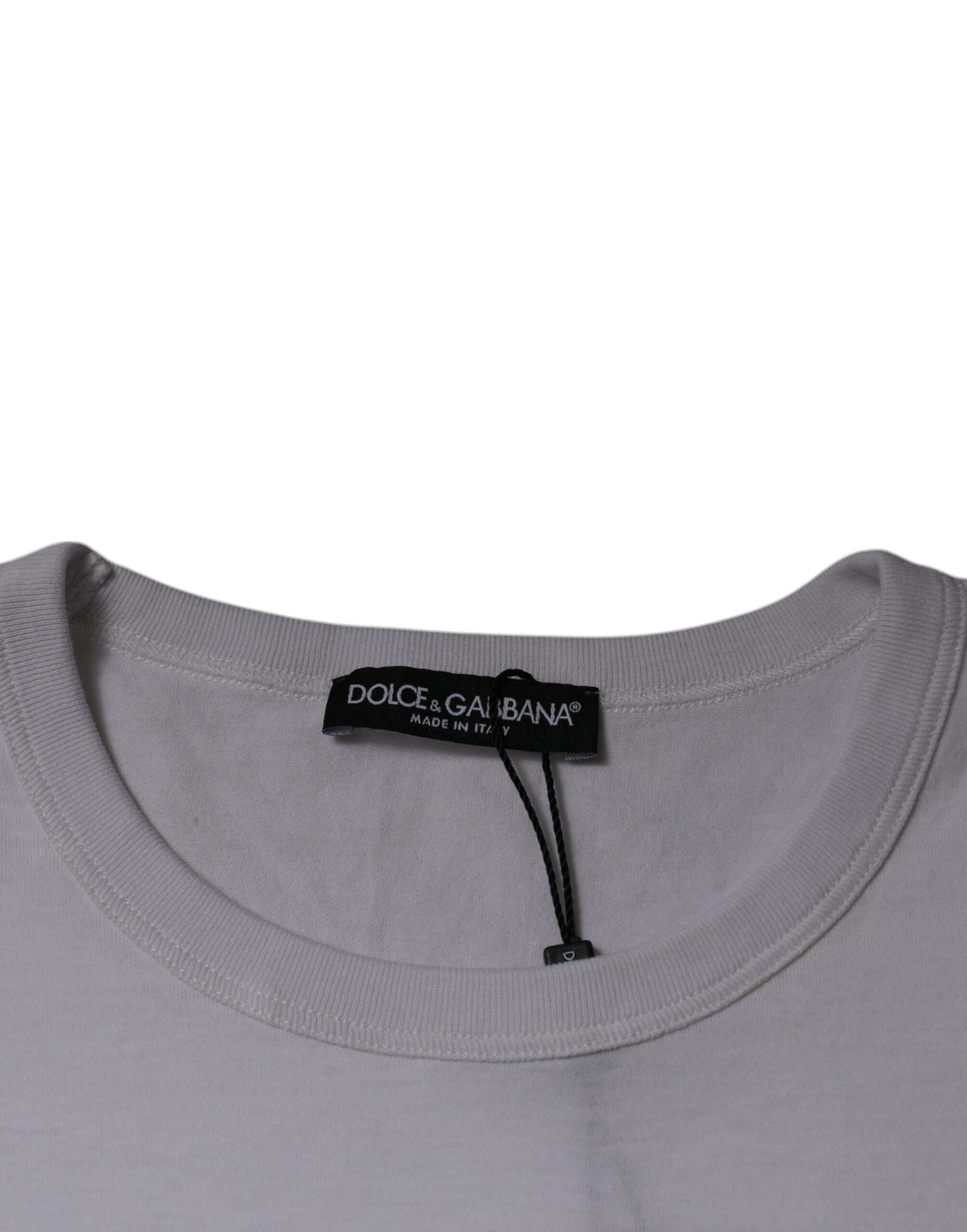 Dolce & Gabbana White D&G King Of Love Cotton Crew Neck T-shirt