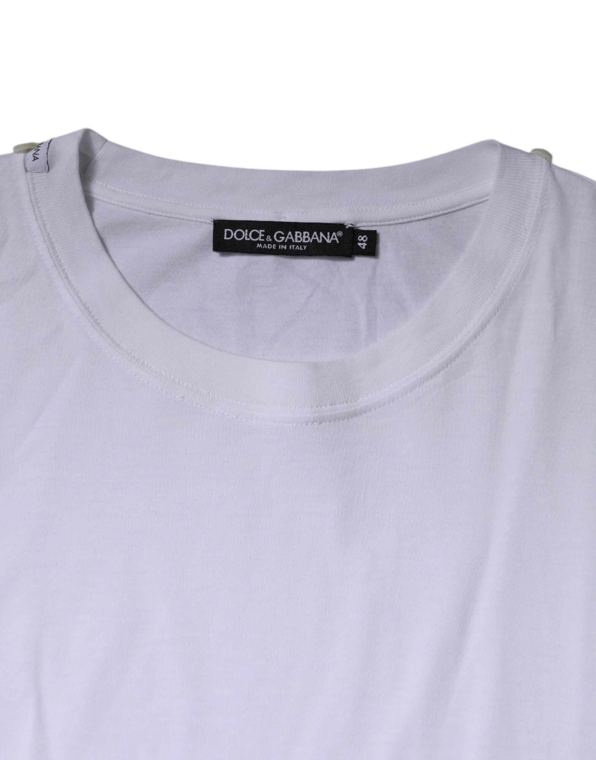 Dolce & Gabbana White Cotton Crew Neck Short Sleeves T-shirt