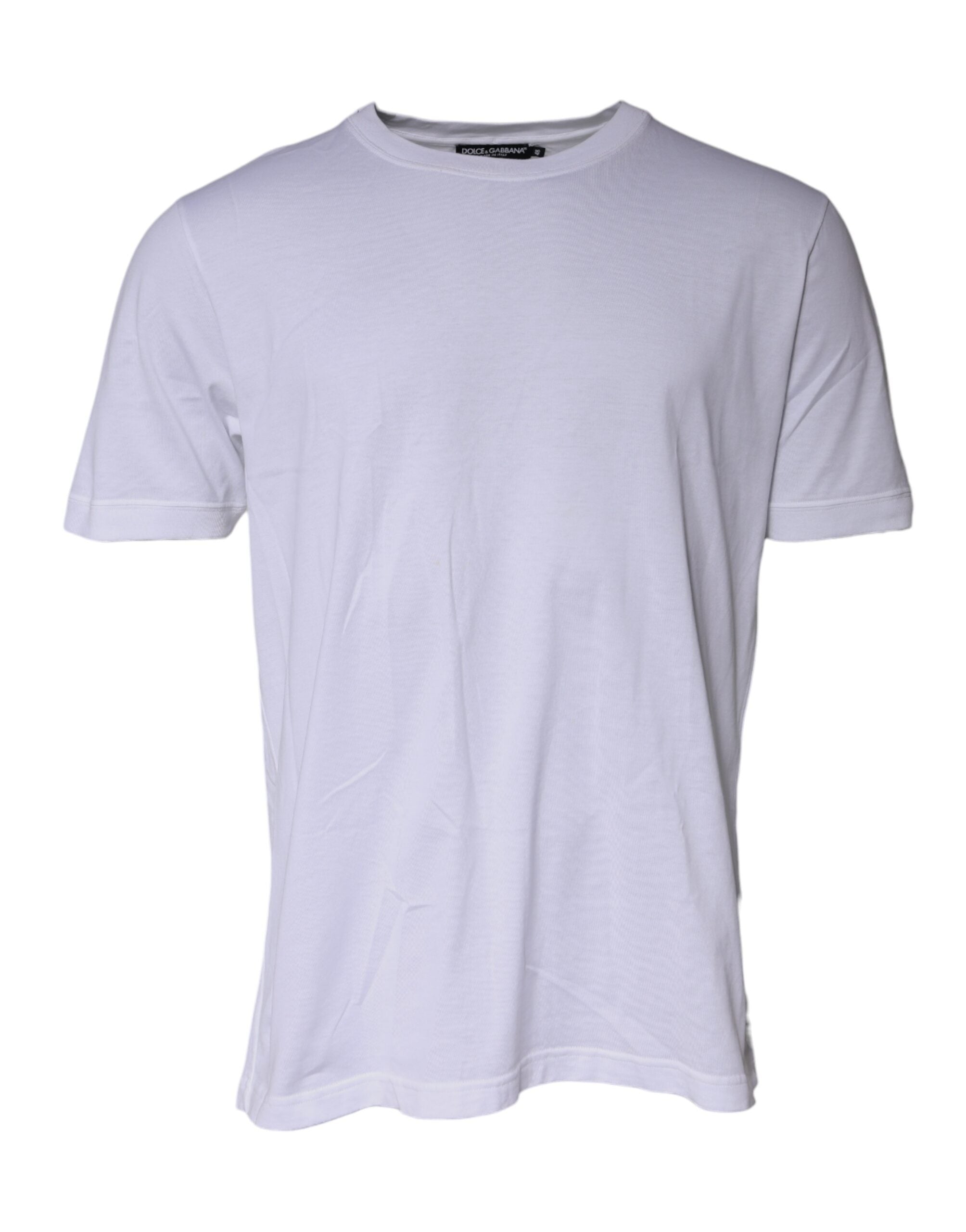 Dolce & Gabbana White Cotton Crew Neck Short Sleeves T-shirt