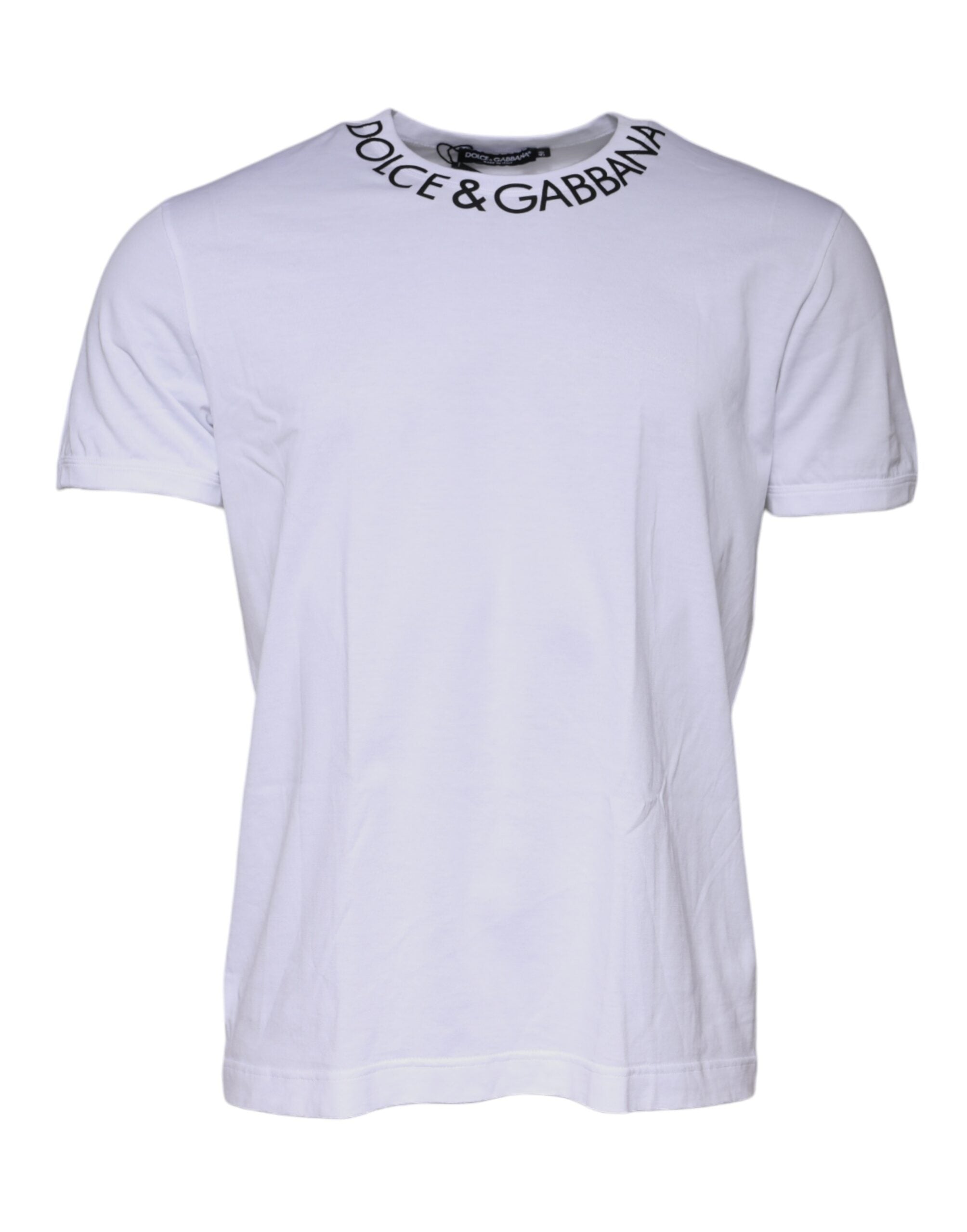 Dolce & Gabbana White Cotton Logo Crew Neck Short Sleeves T-shirt