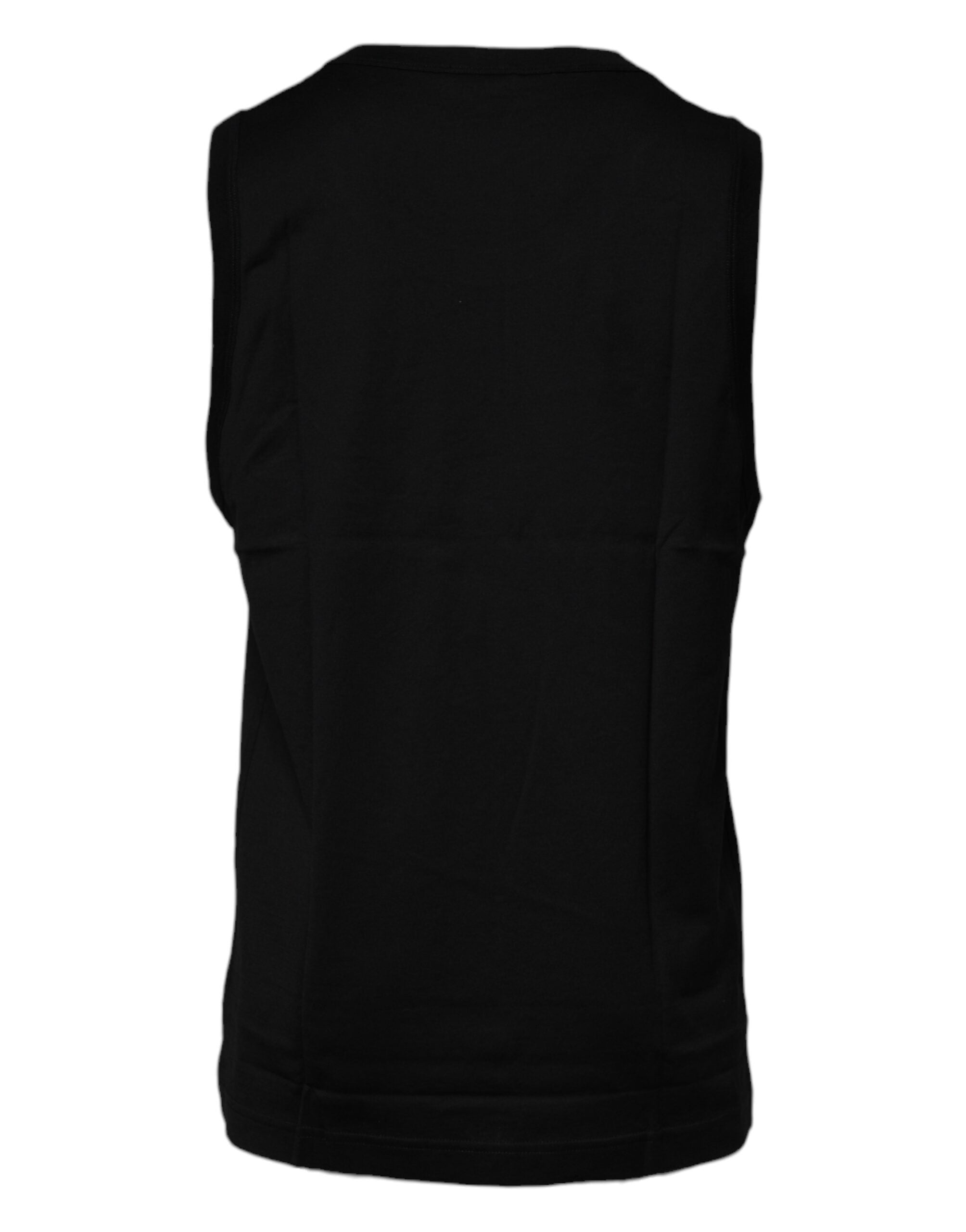 Dolce & Gabbana Black Cotton Round Neck Sleeveless T-shirt