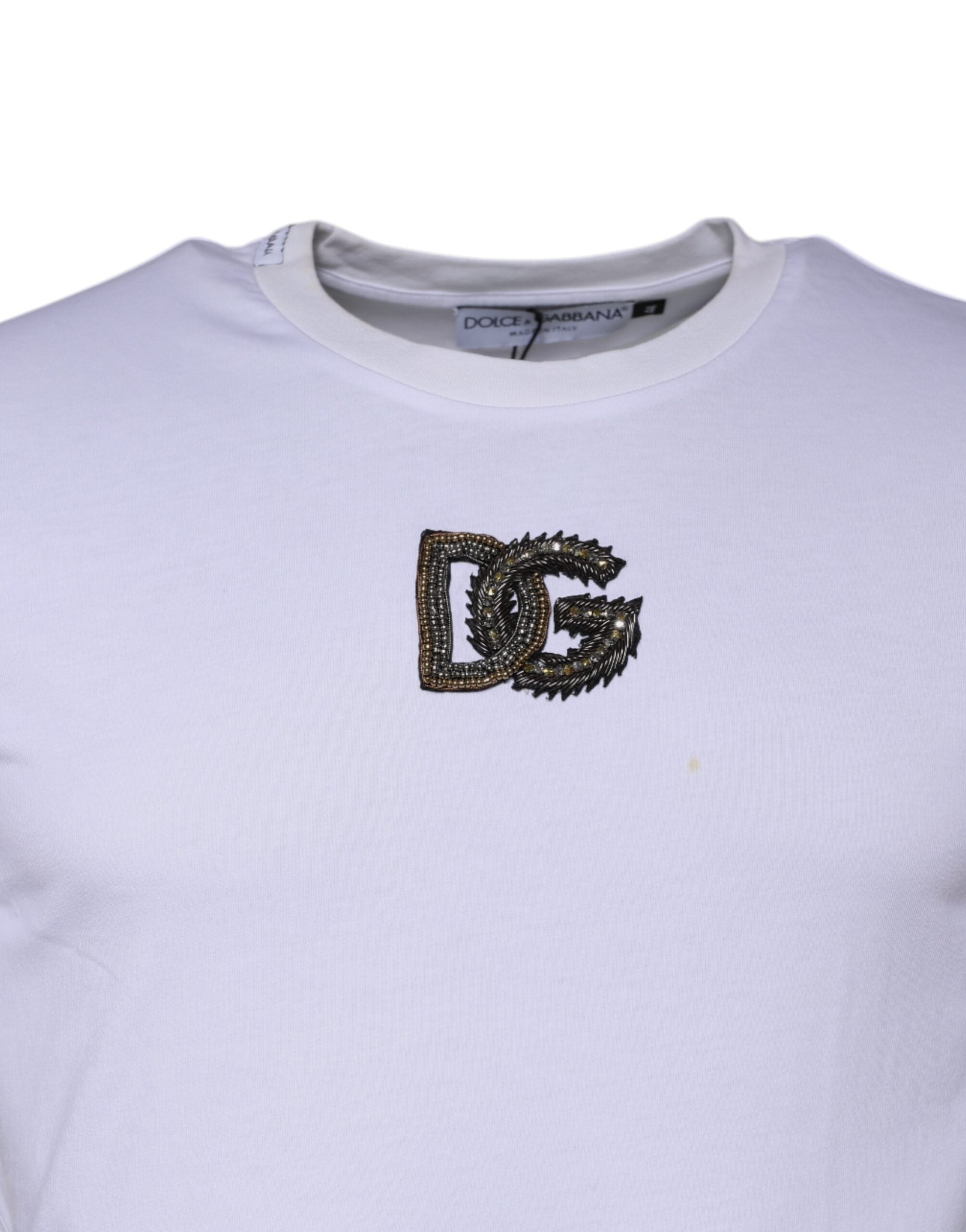 Dolce & Gabbana White DG Logo Cotton Crew Neck T-shirt