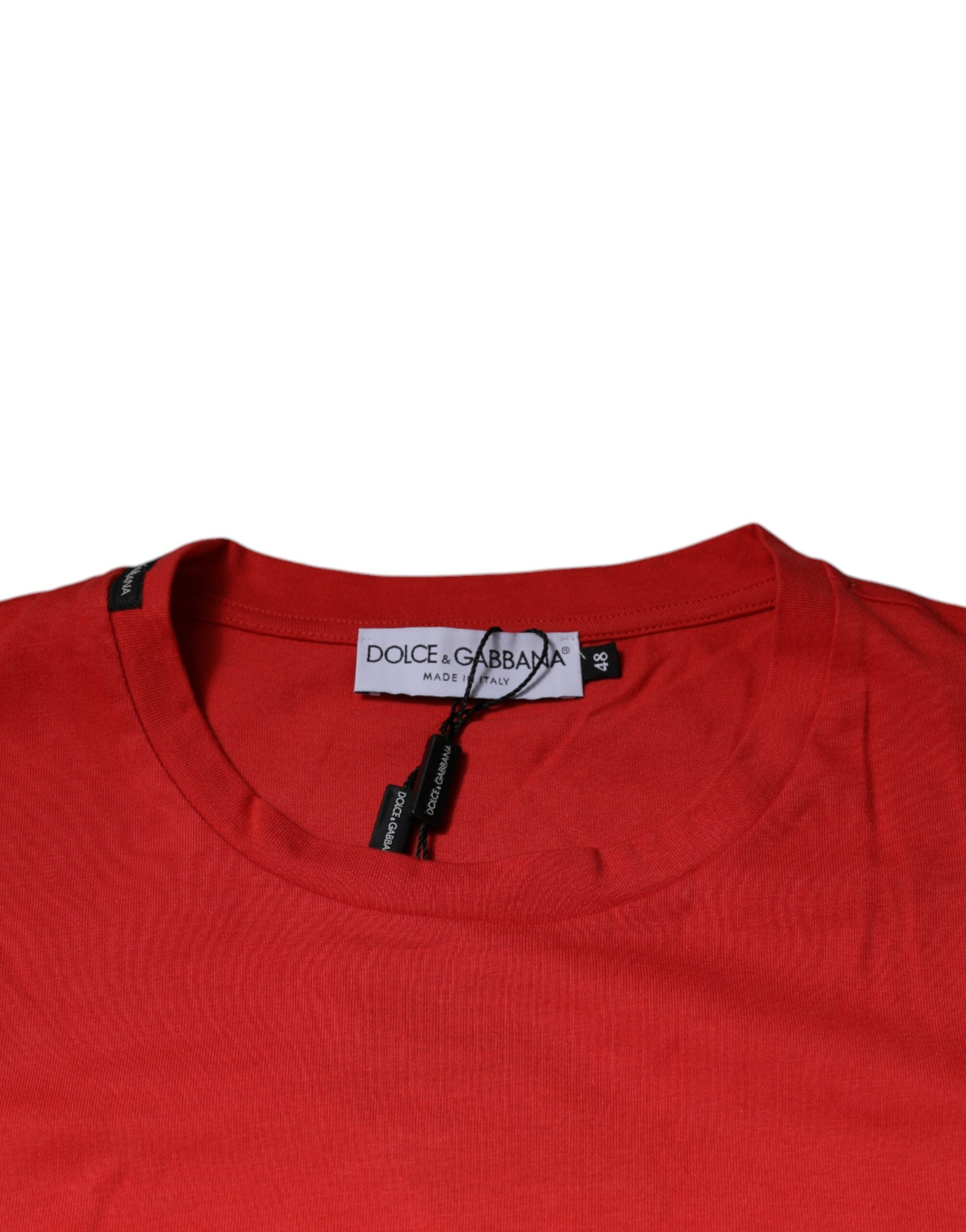 Dolce & Gabbana Red DG Logo Cotton Crew Neck T-shirt