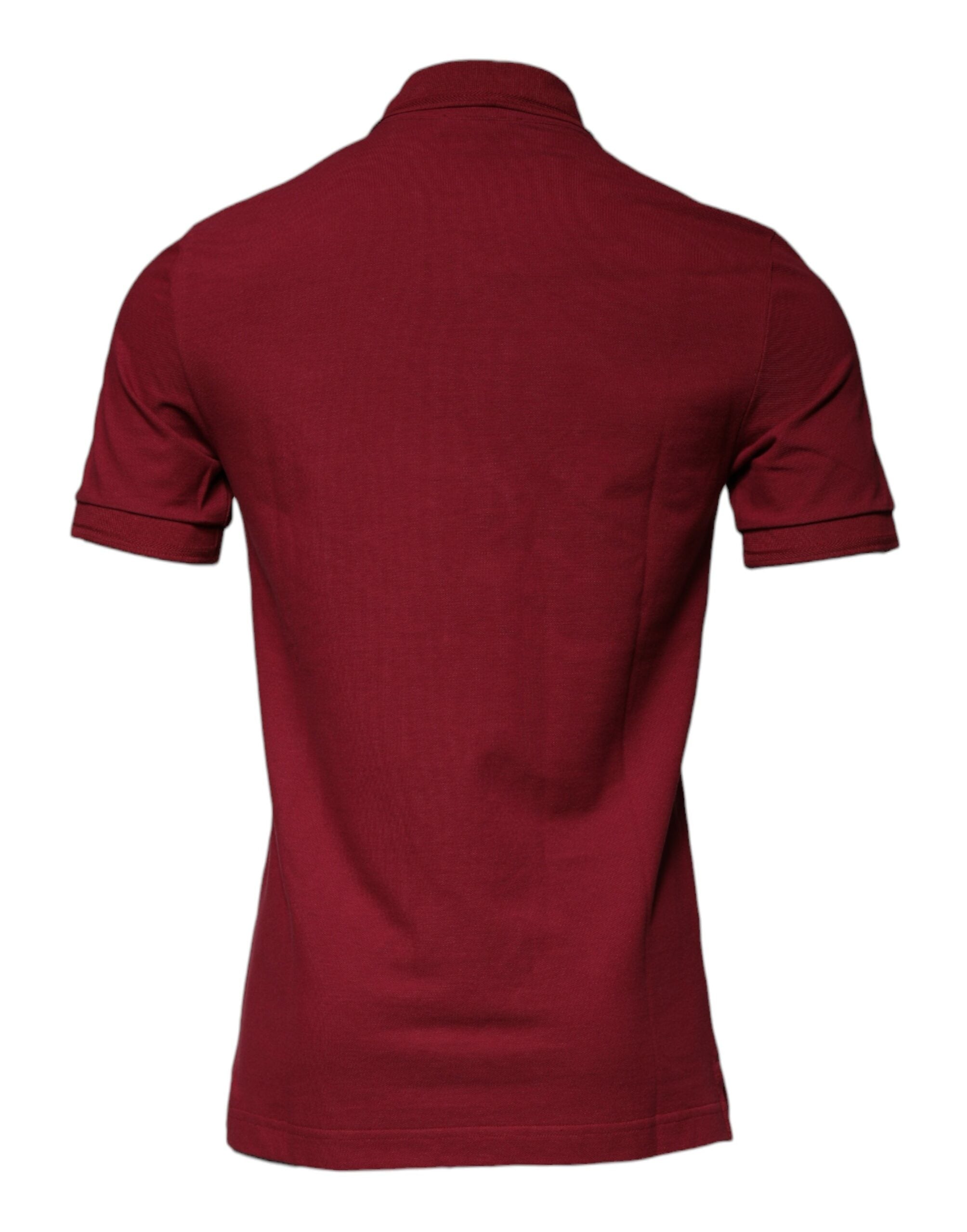 Dolce & Gabbana Red Crown Bee Cotton Collared Polo T-shirt