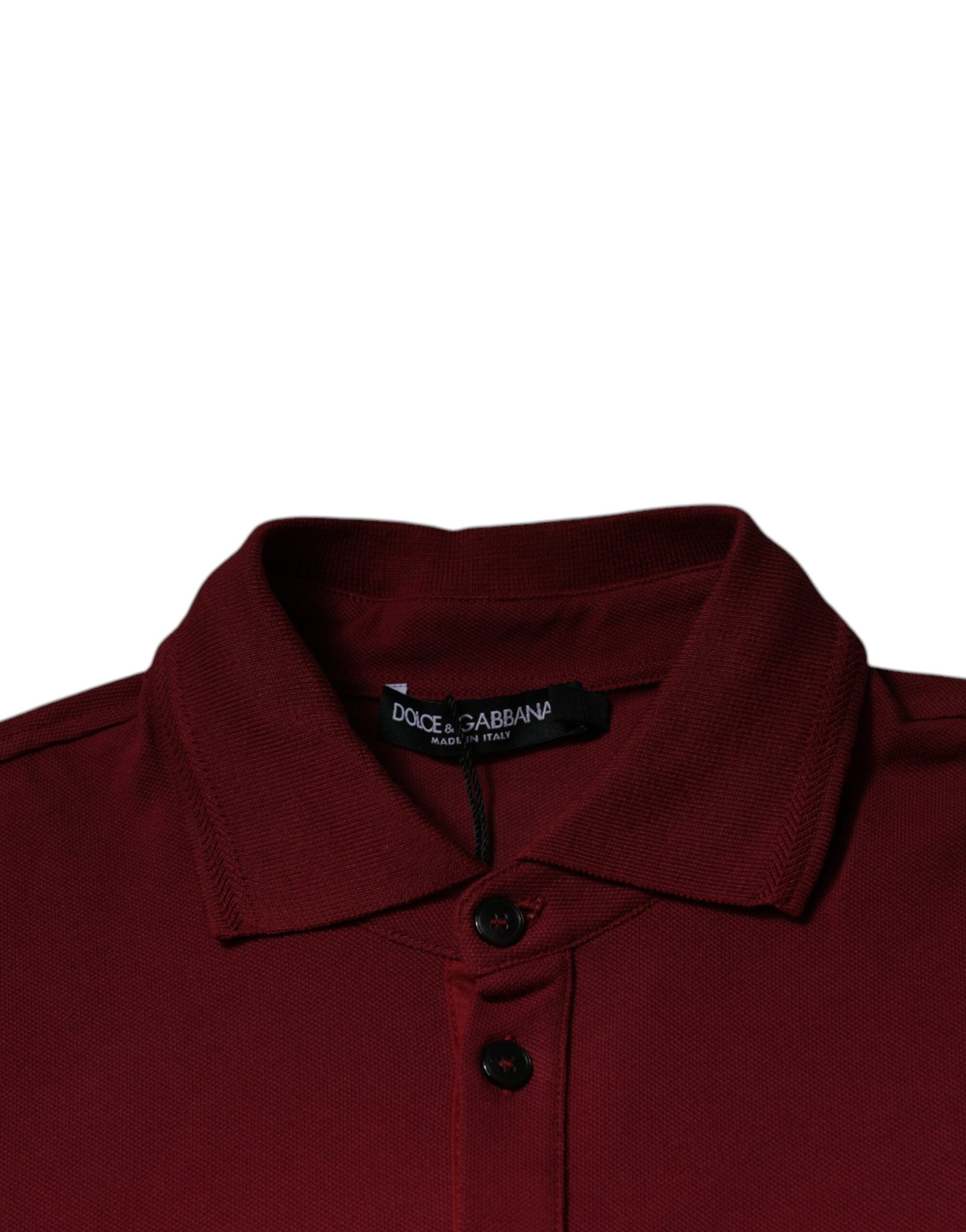 Dolce & Gabbana Red Crown Bee Cotton Collared Polo T-shirt