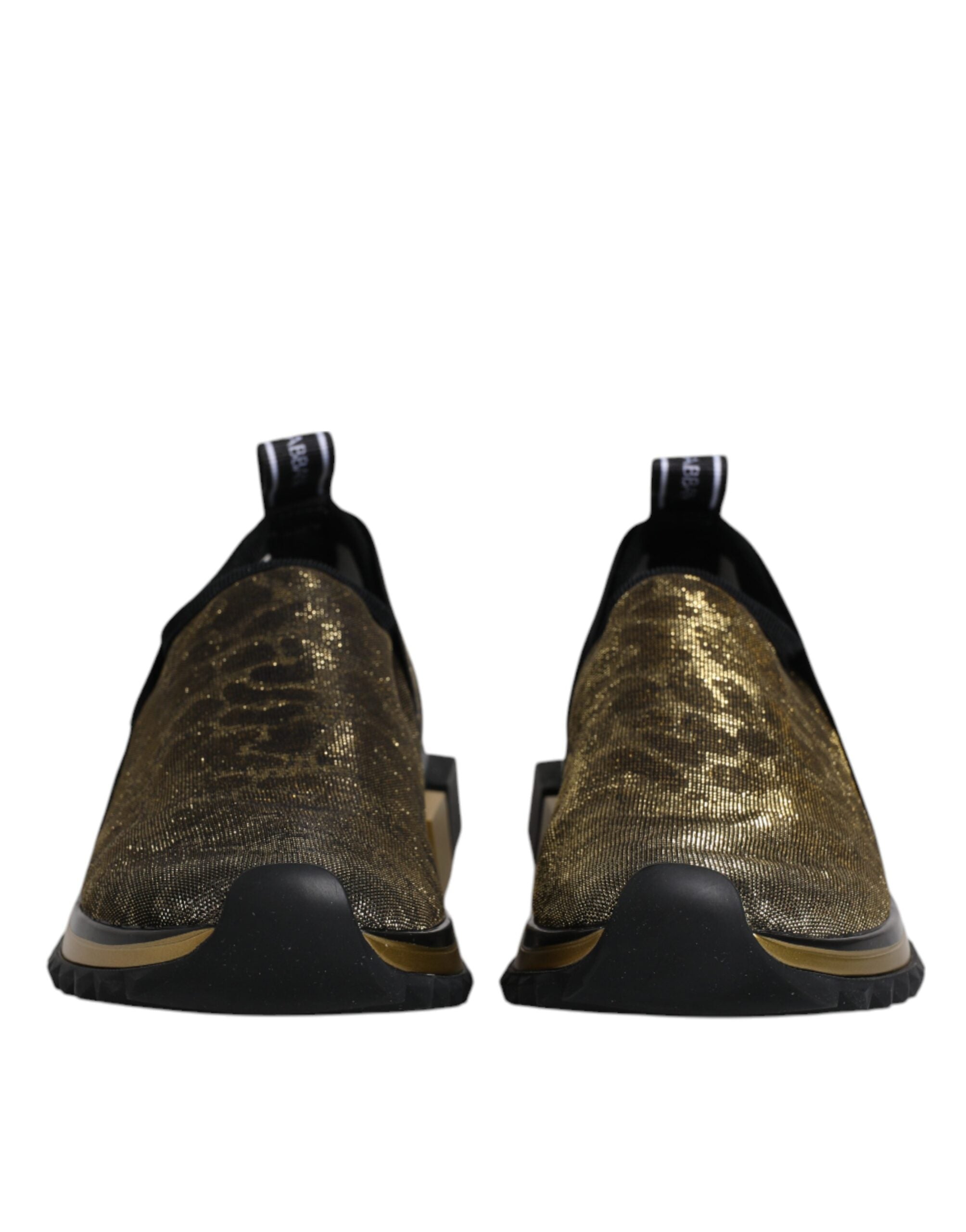 Dolce & Gabbana Gold Glitter Leopard Sorrento Sneakers Shoes