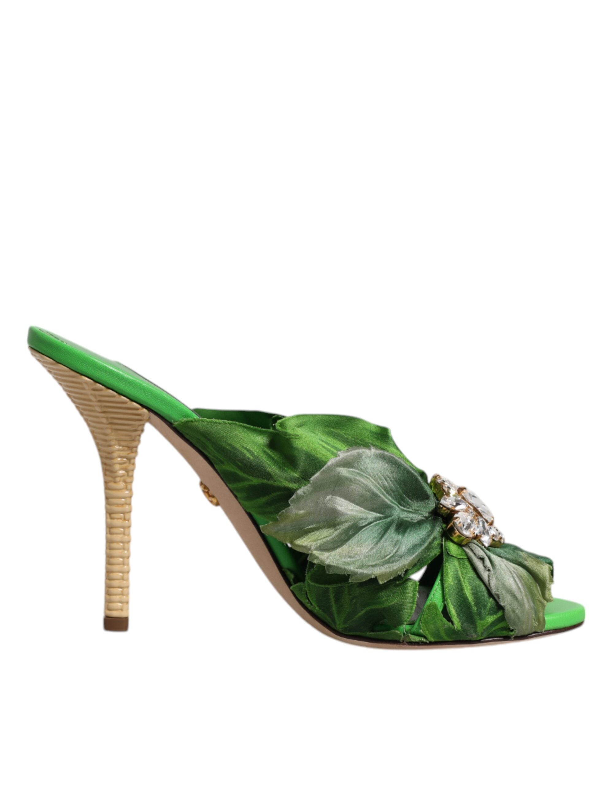 Dolce & Gabbana Green Crystal Slides KEIRA Sandal Shoes