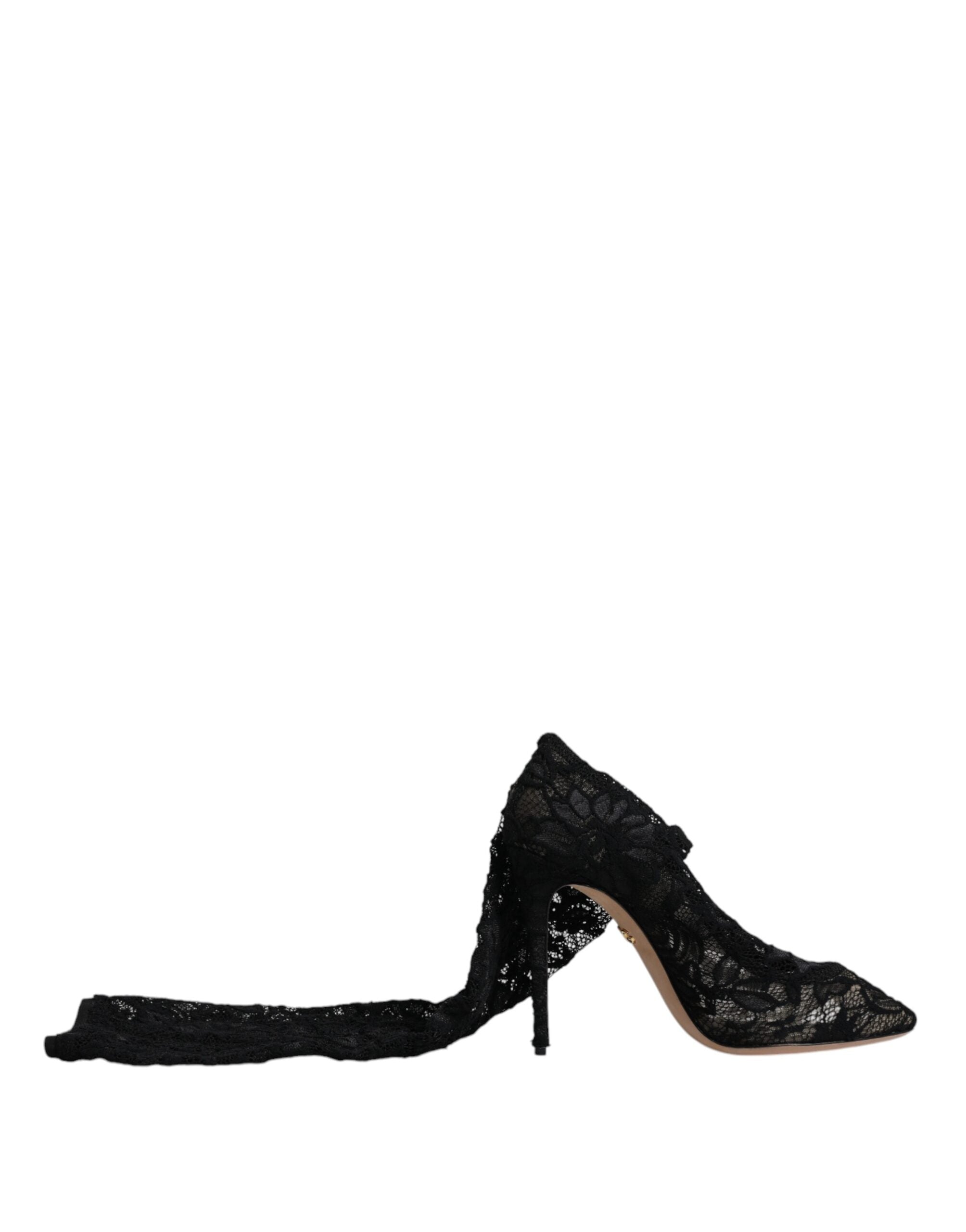 Dolce & Gabbana Black Stretch Socks Taormina Lace Boots Shoes